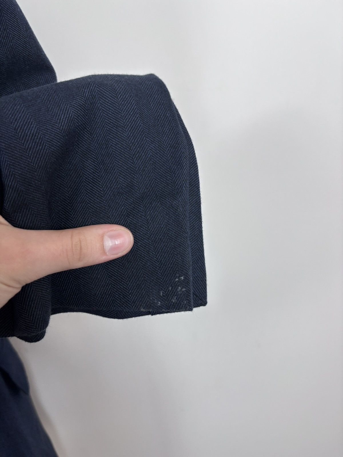 SCABAL Scabal Men’s Herringbone Navy Blue Cotton Blazer Jacket Size 40R - 16 Thumbnail