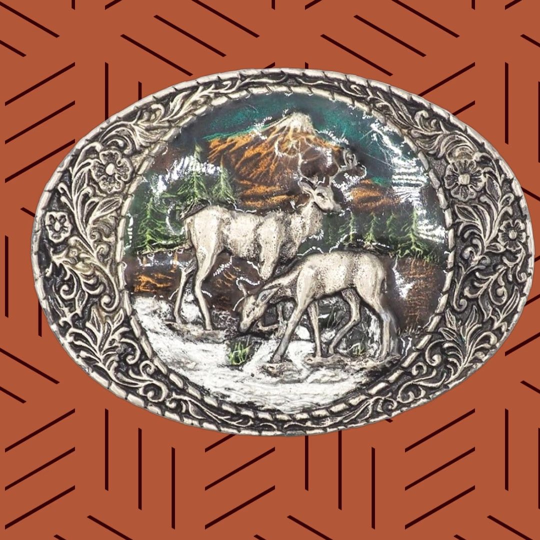 Vintage VINTAGE Belt Buckle Deer Buck Mt St Helens - Belt Buckle, Deer Buck, Mt St Helens, Vintage Buckle, Belt Accessory - Mens Size ONE SIZE - 1 Thumbnail