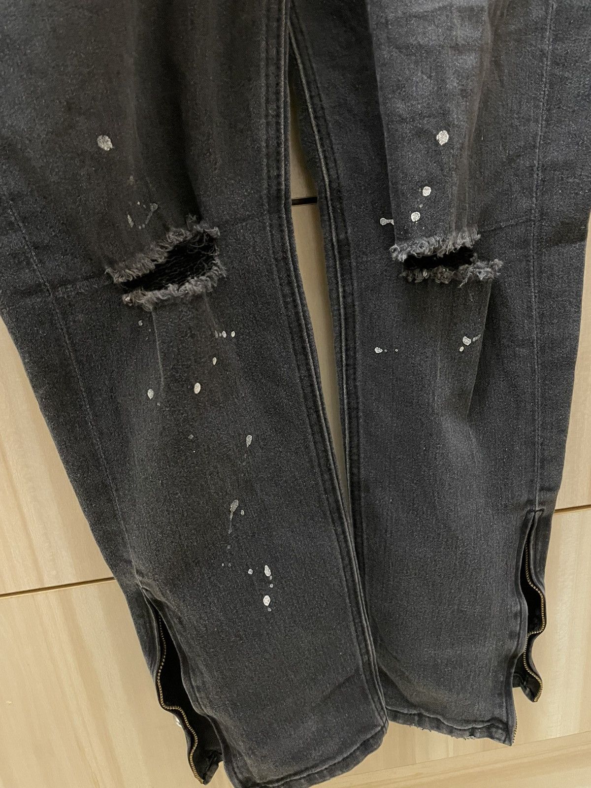 Number (N)ine Number Nine Denim Paint Splatter Distressed Black Wash Jeans Size US 33 - 4 Thumbnail