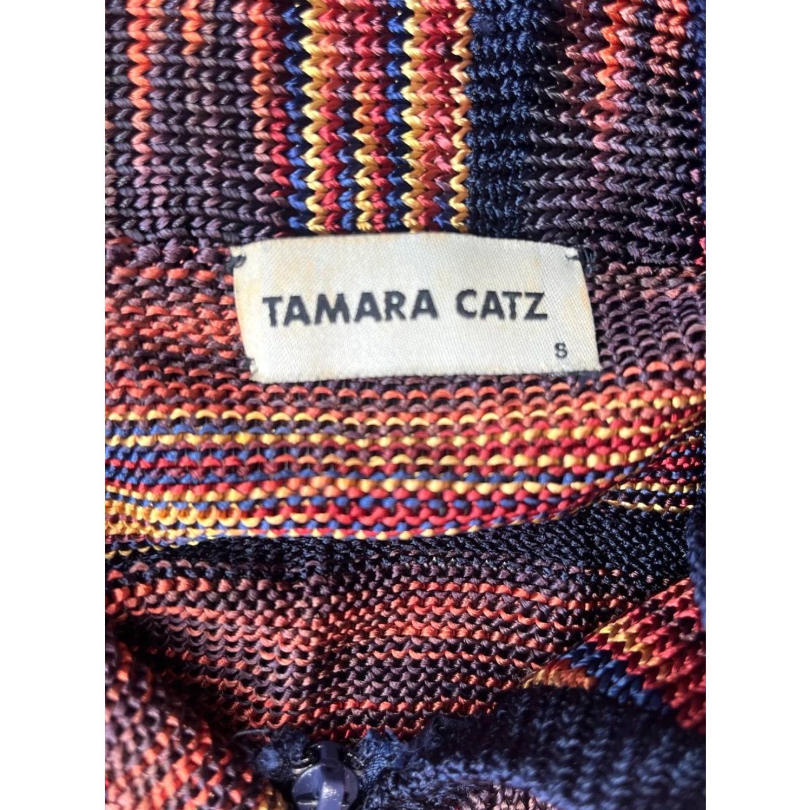 Vintage Tamara Catz Brown Tribal Swater Striped Zip Up Women Size Small Heavy Size S / US 4 / IT 40 - 6 Thumbnail