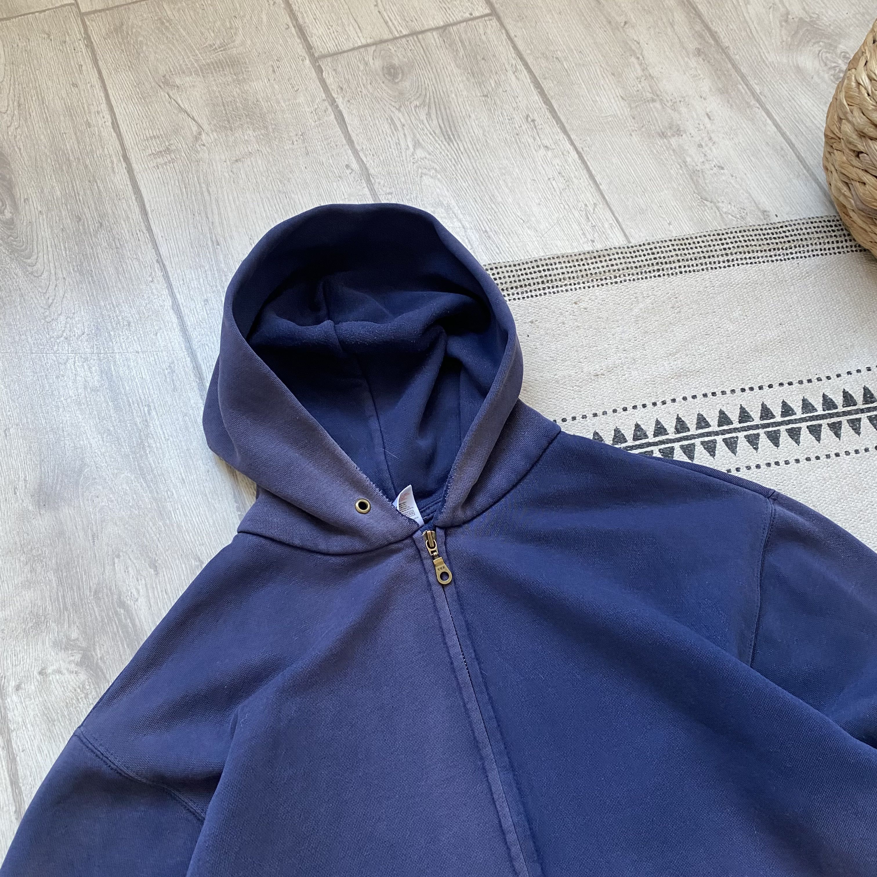Russell Athletic 🦏 Vintage 90s Thrashed Blank Zip Hoodie Y2K Russell Style Size US M / EU 48-50 / 2 - 2 Thumbnail