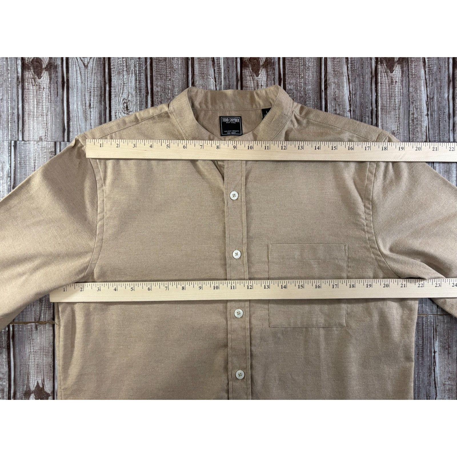 Todd Snyder Todd Snyder Band Collar flannel Shirt size L color beige NWT Size US L / EU 52-54 / 3 - 7 Thumbnail