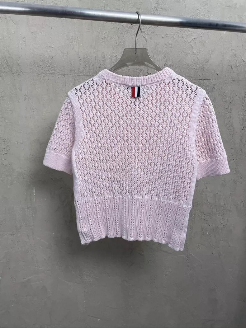 Thom Browne Thom Browne Pink shell lace knit short sleeves Size XS / US 0-2 / IT 36-38 - 2 Thumbnail