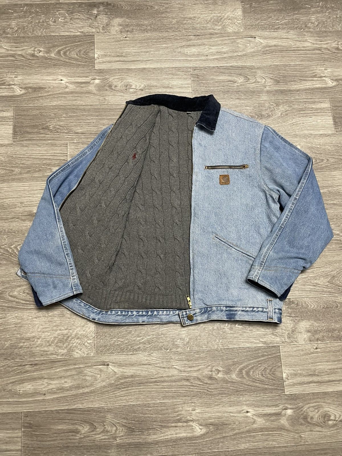 Carhartt Bespoke Carhartt J97 Detroit Jacket w/ RL Cable Knit Lining Size US S / EU 44-46 / 1 - 1 Thumbnail