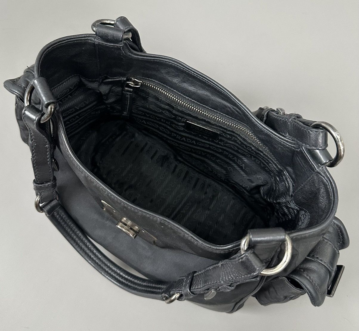 Prada Prada - Nylon/Leather Shoulder Bag - Small Sides Pocket Size ONE SIZE - 10 Thumbnail
