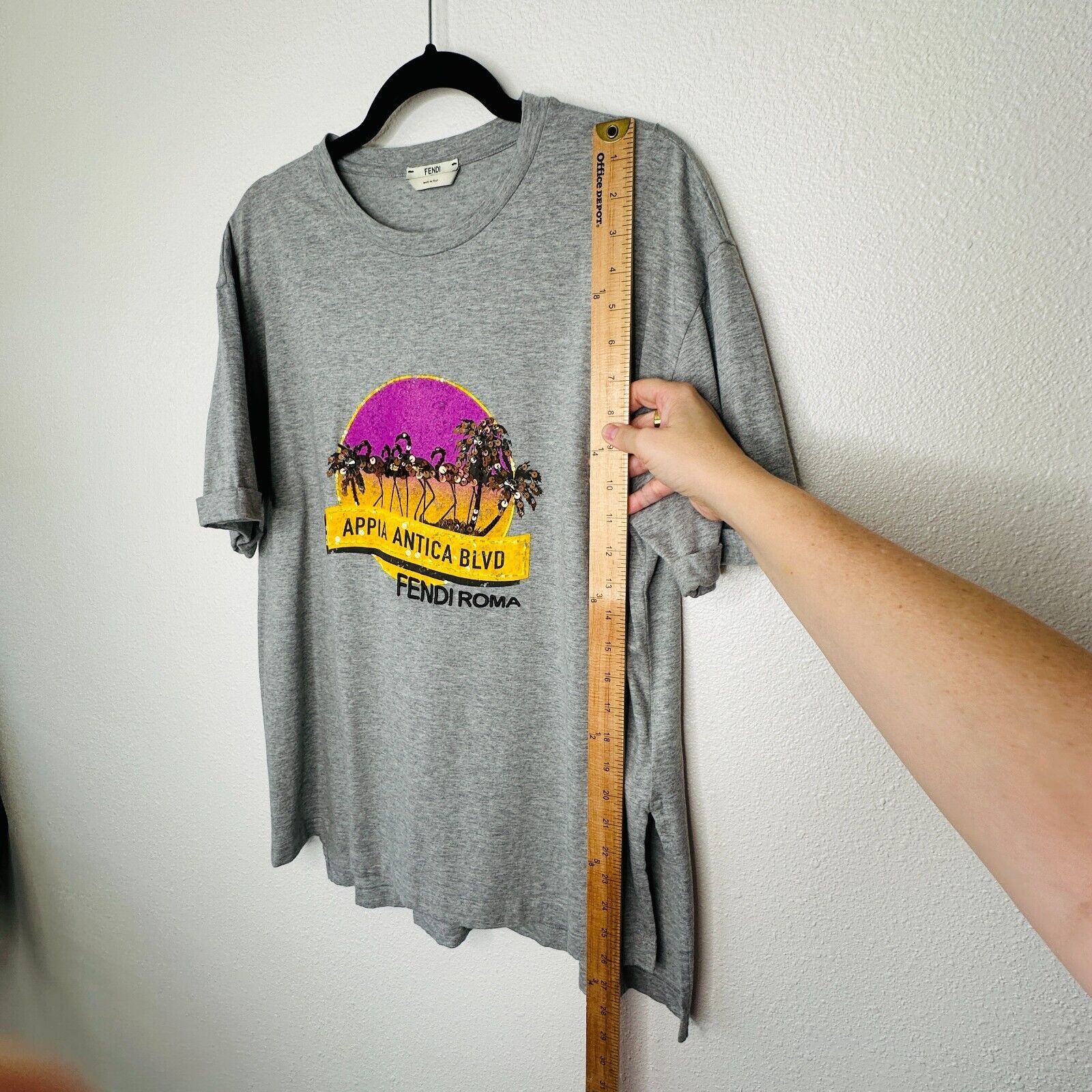 Fendi Fendi Gray Appia Antica Blvd Fendi Roma Tee Bead Sequin L Size L / US 10 / IT 46 - 17 Thumbnail
