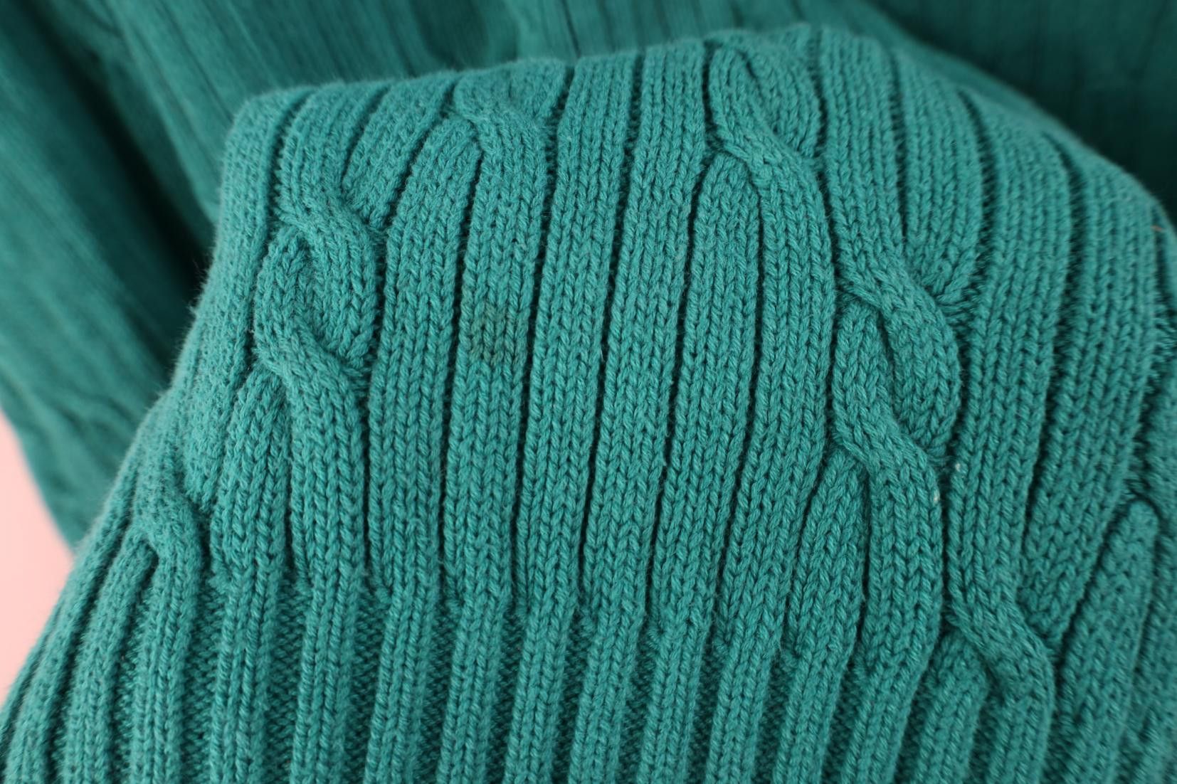 Vintage Vintage 90s Streetwear Chunky Cotton Knit Sweater Teal Size US L / EU 52-54 / 3 - 5 Thumbnail