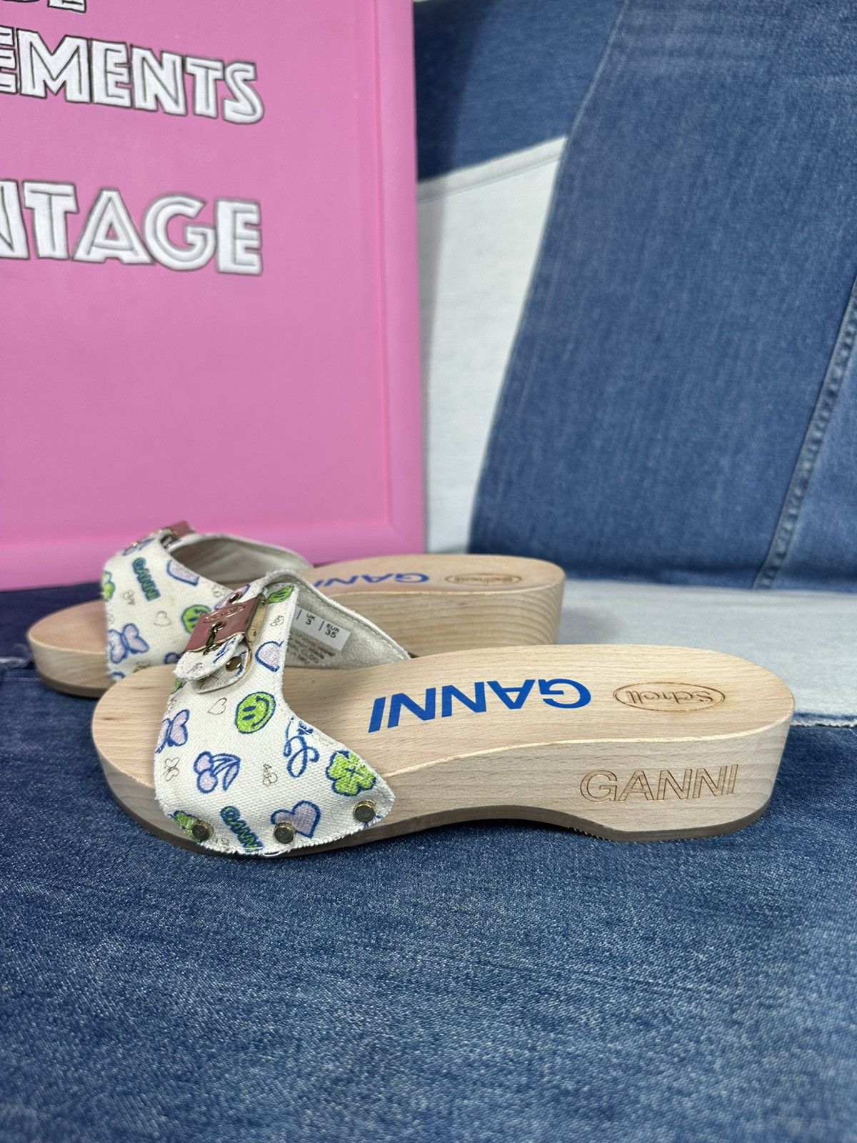 Ganni Ganni x DR. Scholl's Clog Slides Wooden Platform Sandals Size US 5 / IT 35 - 3 Thumbnail