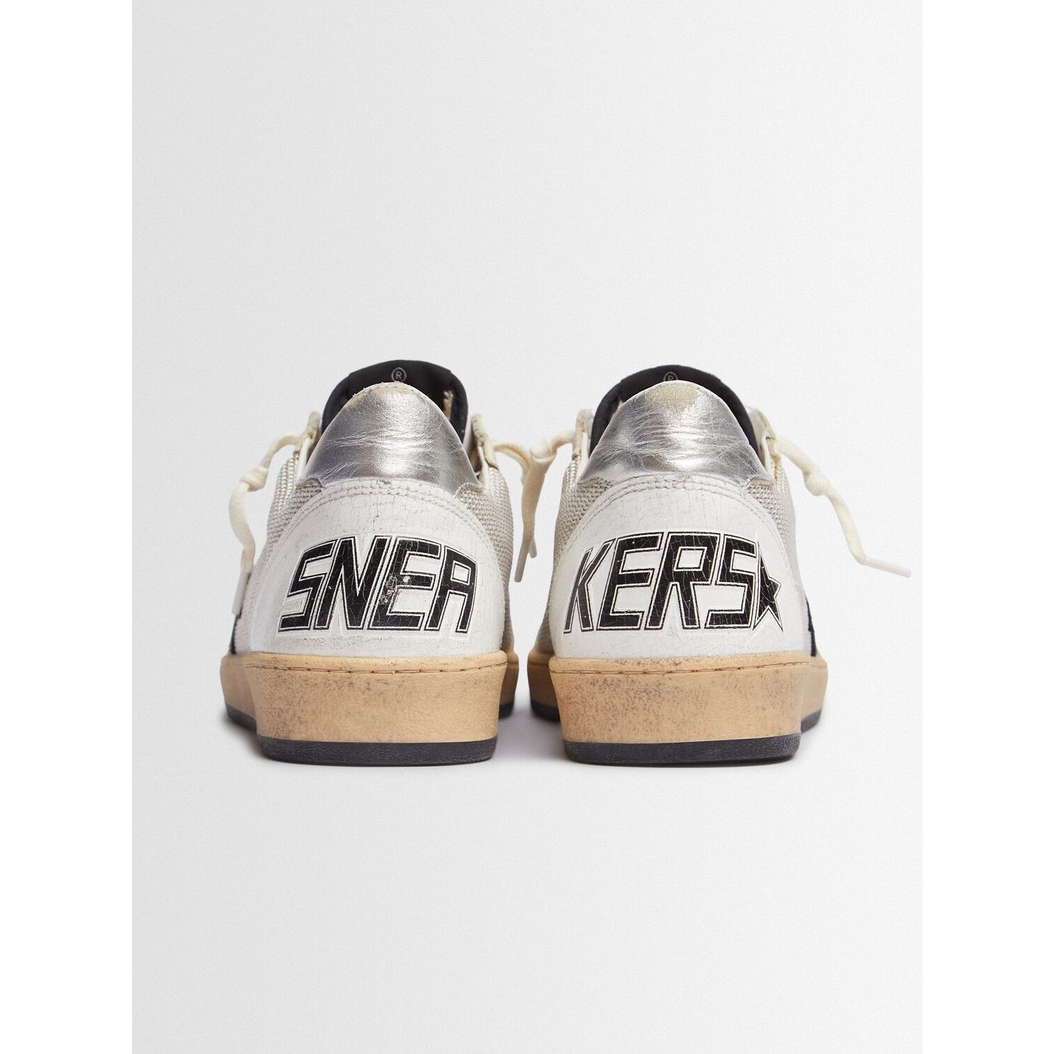 GOLDEN GOOSE Ball Star Men's White/Silver Low Top Sneakers N
