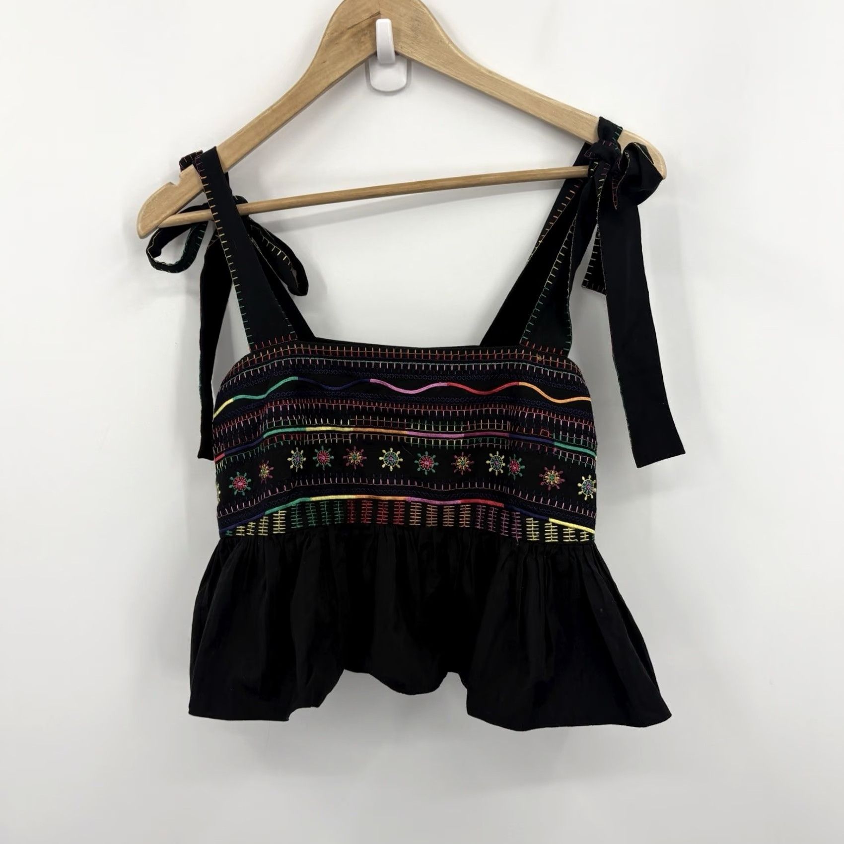 Vintage Saloni Top Women 6 Embroidered Boho Festival Resort Suspender? Size M / US 6-8 / IT 42-44 - 4 Thumbnail