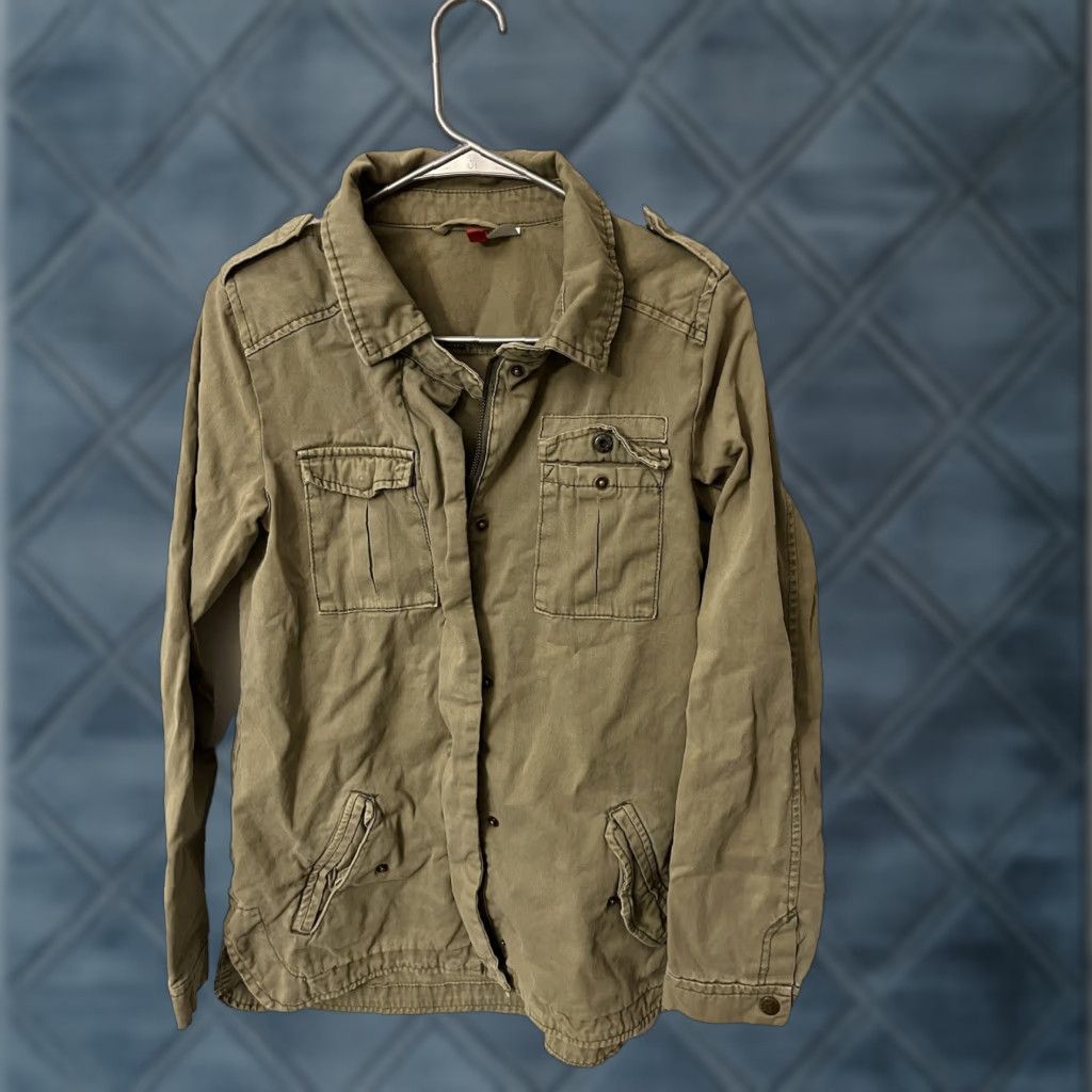 H&M VINTAGE Divided by H&M Womens Army Green Utility Jacket Hooded Size 6 Long Sleeve Size M / US 6-8 / IT 42-44 - 1 Thumbnail