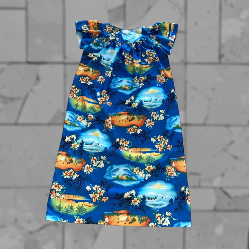 Vintage VINTAGE Hawaiian Dress Women 14 Blue Long Hawaiian Dress Womens 14, Made in Hawaii, Pre-owned, VTG Size XL / US 12-14 / IT 48-50 - 1 Thumbnail