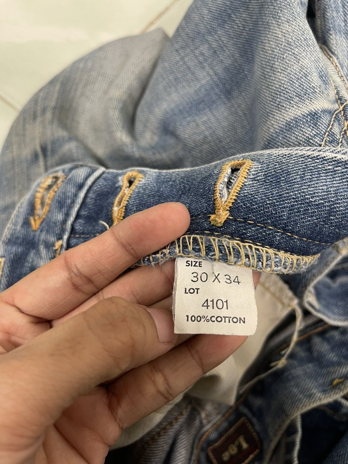 Japanese Brand × Lee × Vintage Vintage Union Made Lee Ripped Denim Jeans Button Fly Size US 30 / EU 46 - 17 Thumbnail
