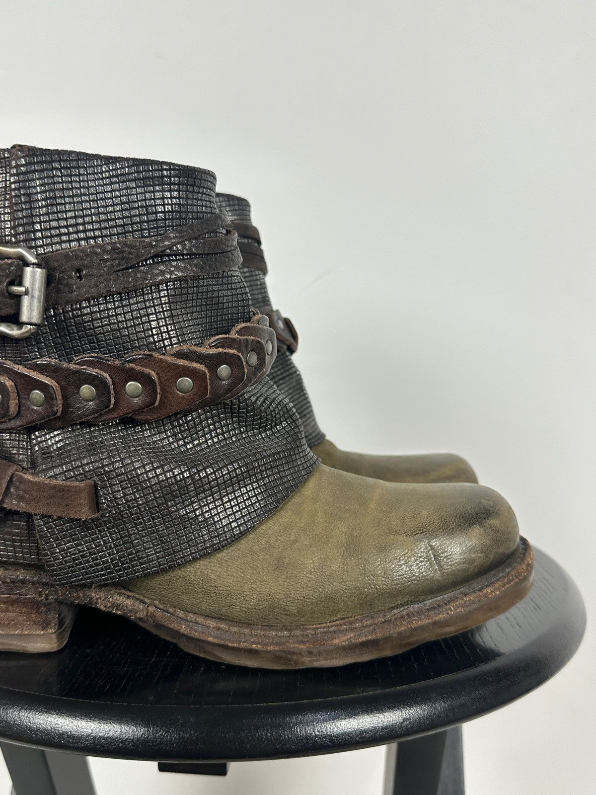 A.S.98 A.S.98. Airstep Leather Biker Ankle Studded Strap Boots Size US 6 / IT 36 - 14 Thumbnail
