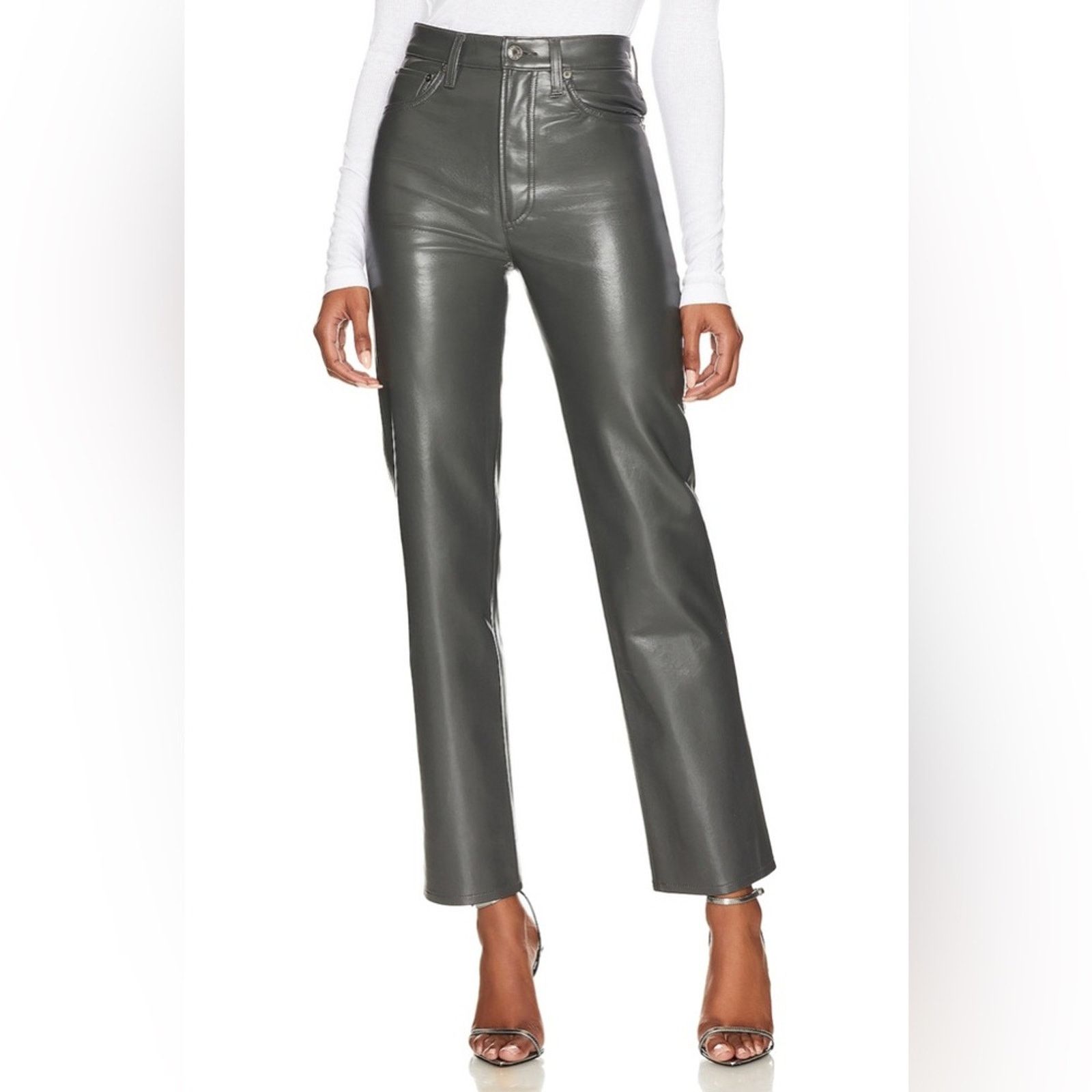 Agolde Agolde Recycled Leather 90's Pinch Waist Pants in Marker Size 34" / US 12 / IT 48 - 2 Thumbnail