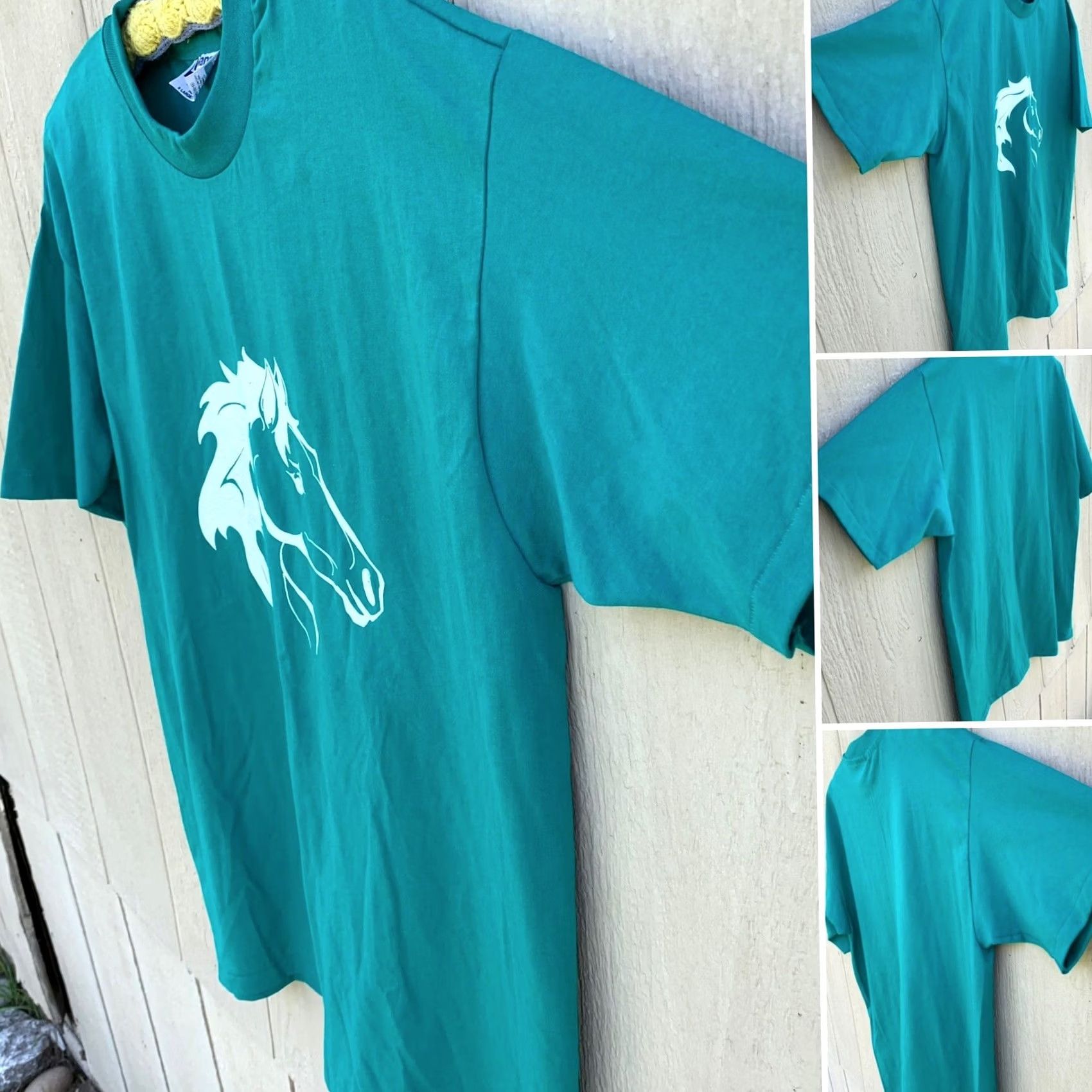 Hanes VINTAGE Hanes Horse Graphic Tee Shirt XL Adult Green Short Sleeve Crew Neck T-Shirt Men Size US XL / EU 56 / 4 - 4 Thumbnail