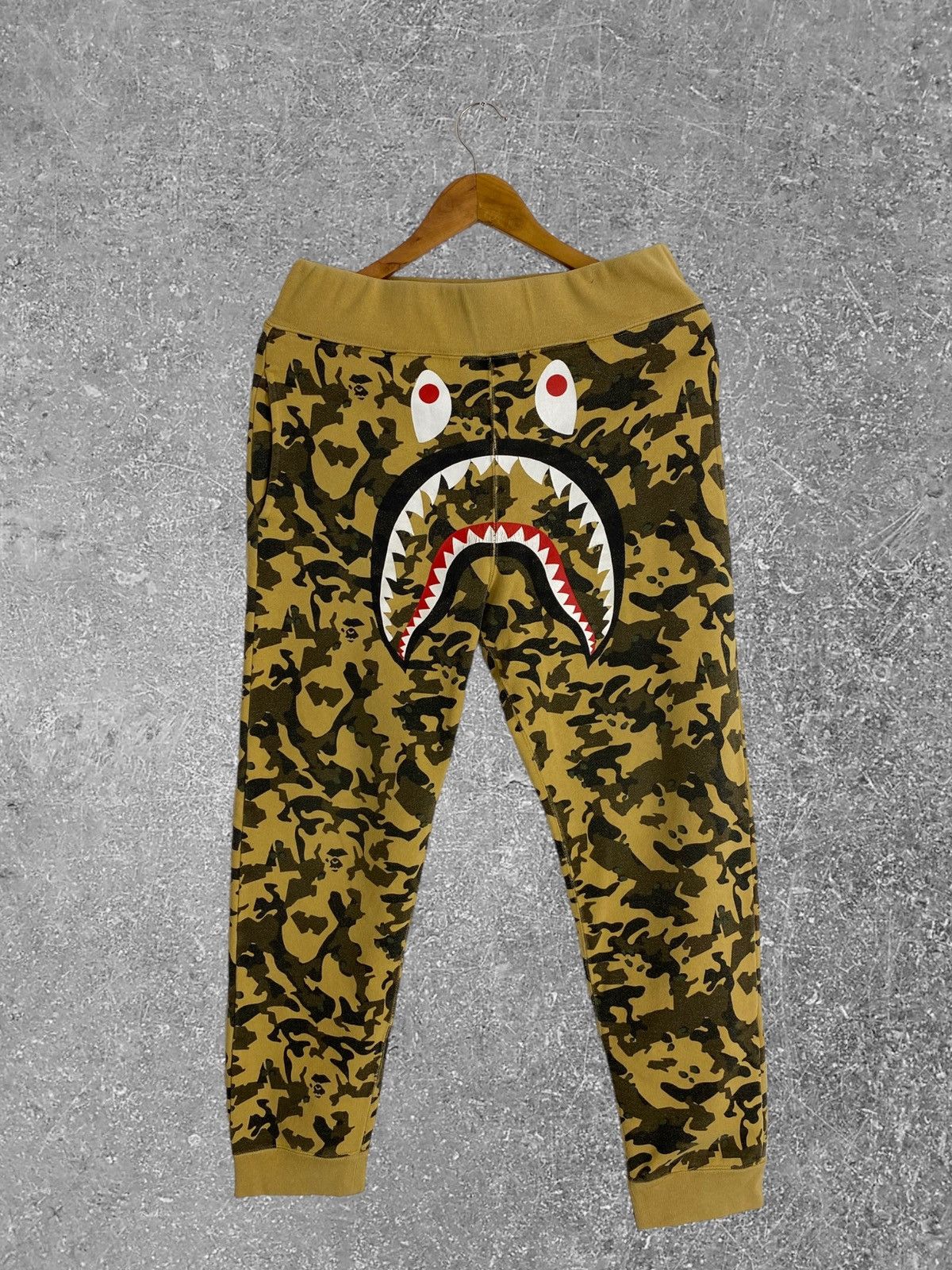 image of Bape Desert Camo Shark Sweat Pants in Beige, Men's (Size 32)