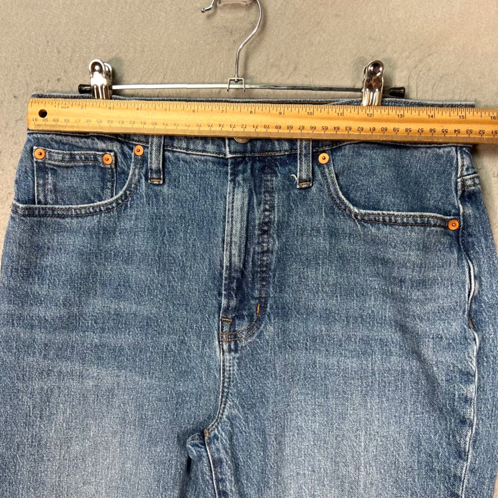 Madewell Madewell Womens Size 29 The Perfect Vintage Jean Blue Denim Frayed Hem Jeans 5-Pocket Design Regular Straight Size 29" - 6 Thumbnail
