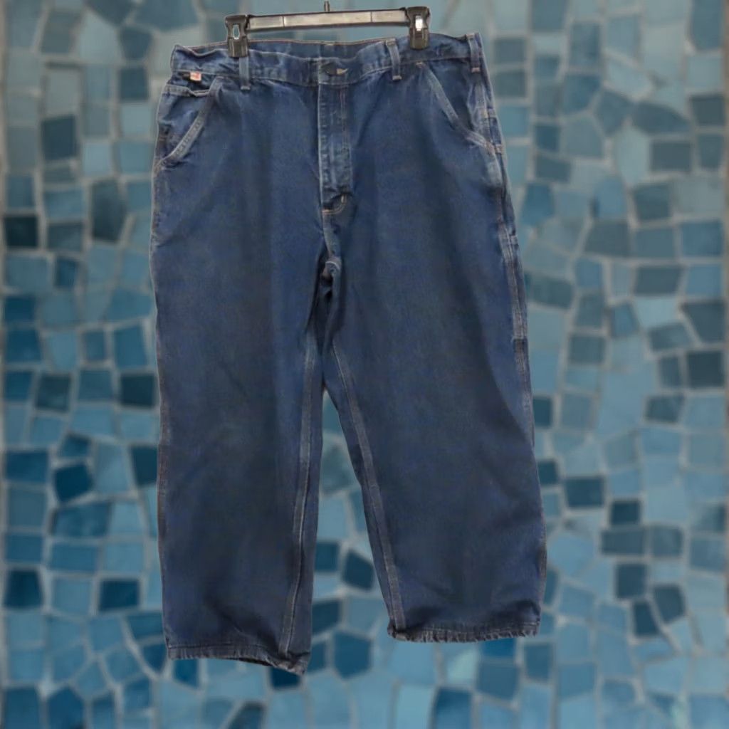 Carhartt Carhartt FR Jeans Mens 40x23 Denim Cargo Pocket Work Pants Straight 23 Inseam Blue Regular Mens Size US 40 / EU 56 - 1 Thumbnail