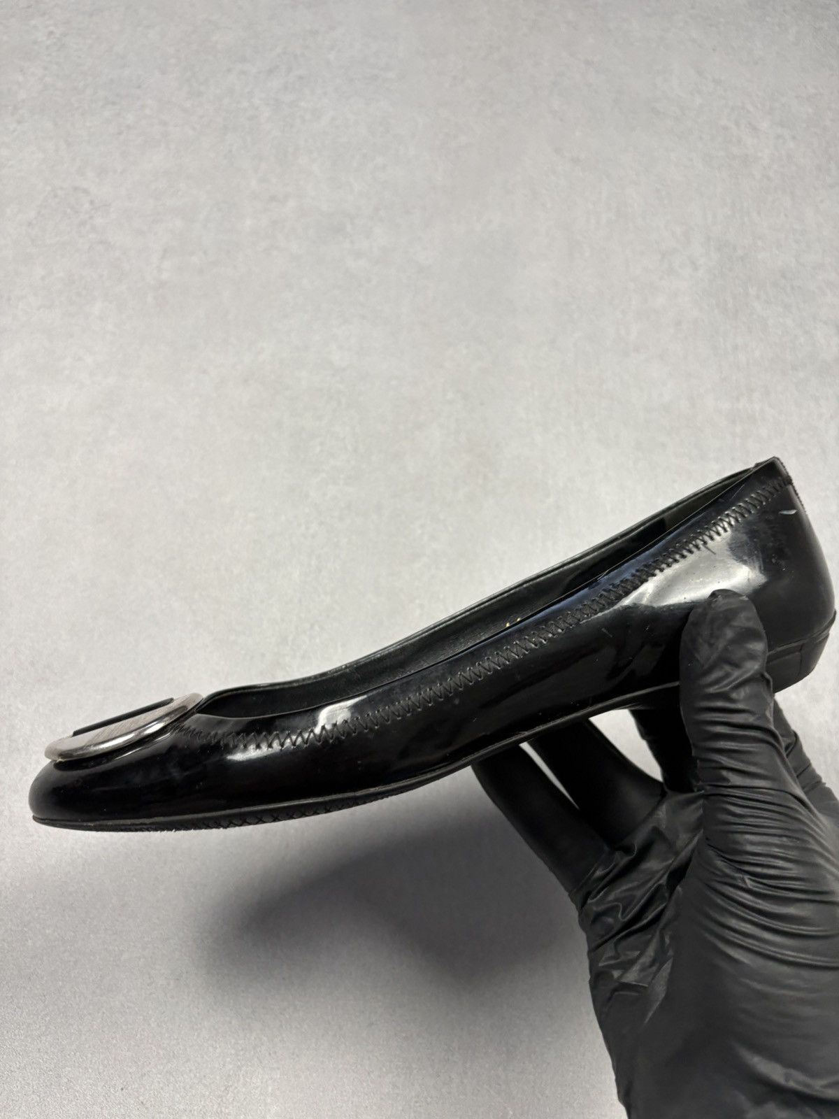 Prada Vintage Prada Black Patent Leather Flats Logo Plate Ballet Size US 7 / IT 37 - 4 Thumbnail