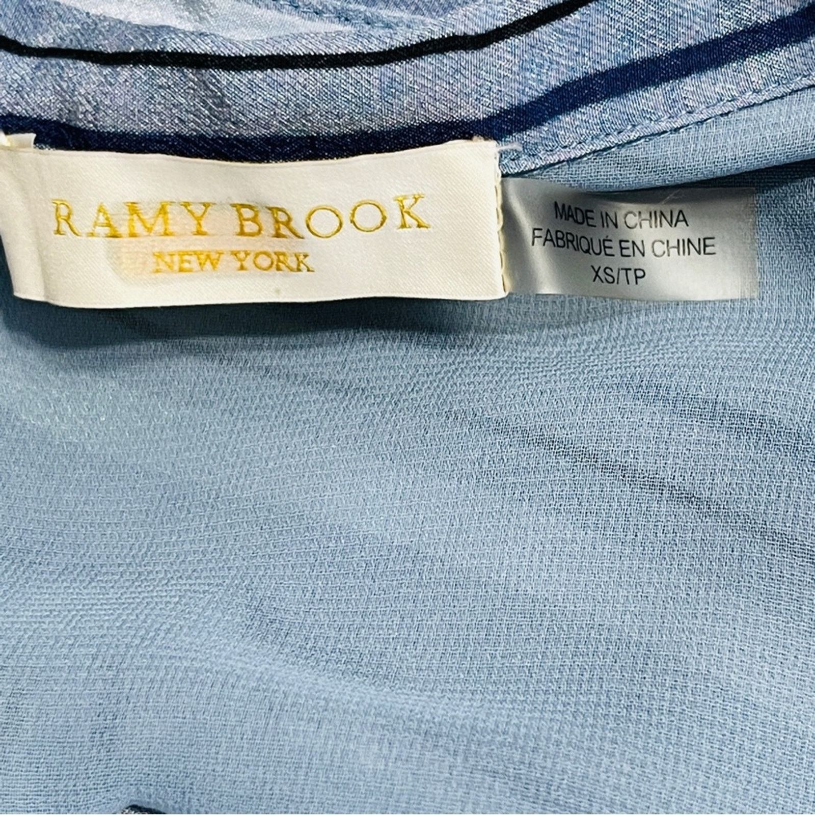 Ramy Brook Ramy Brook Blue A-Line Striped Shirtdress Silk Size XS Size XS / US 0-2 / IT 36-38 - 7 Thumbnail