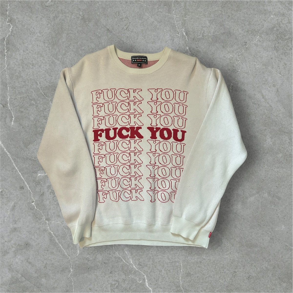 Supreme×hysteric glamour fuck sweater Supreme Hysteric Glamour Fuck You Sweater White Men's - FW17
