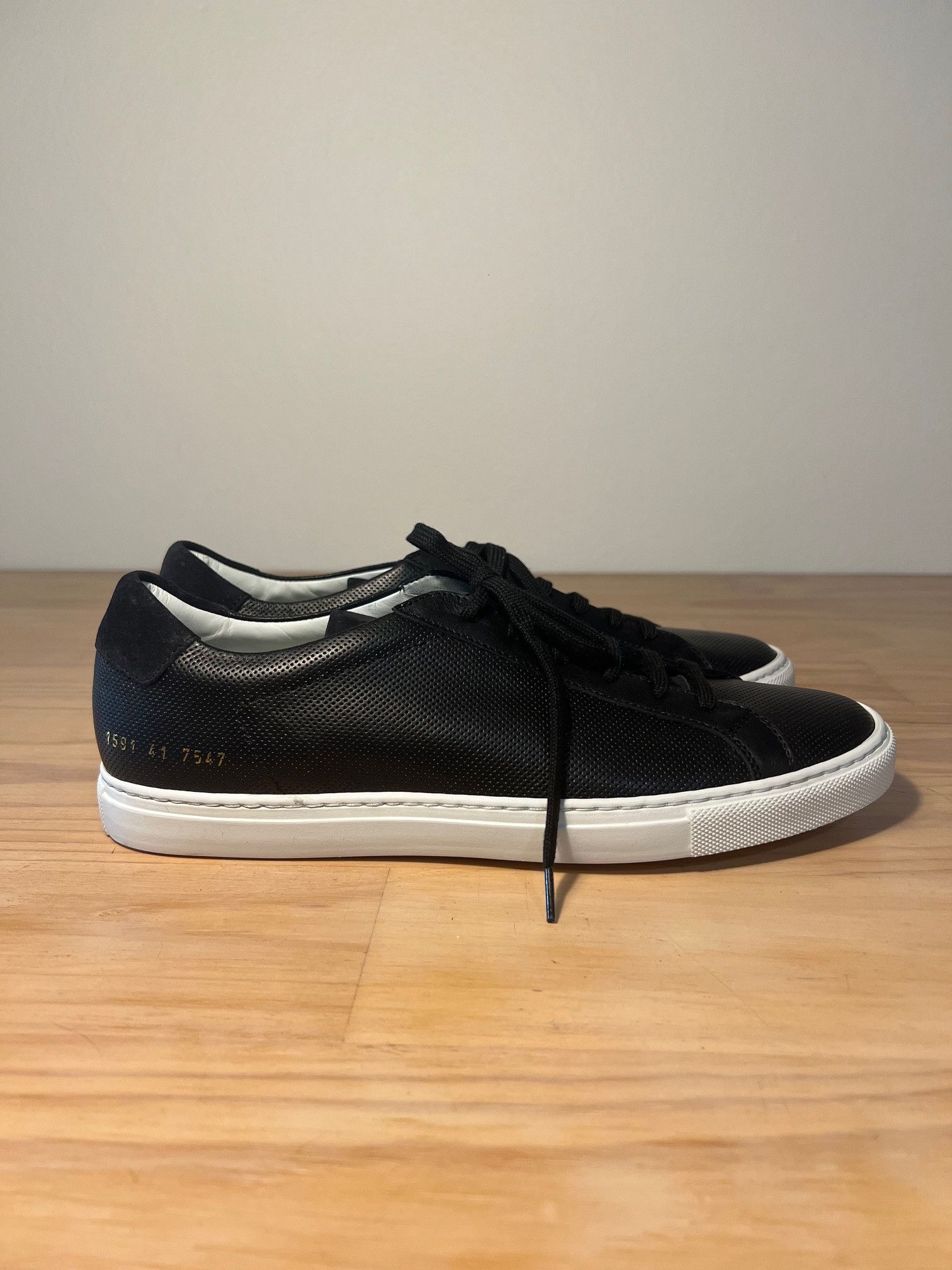 image of Common Projects Achilles Summer Edition Perforated Shoes in Black, Men's (Size 8)