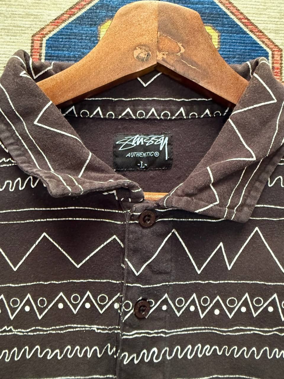 Stussy VERY RARE Stussy Aztec Design Collar Shirt Size US L / EU 52-54 / 3 - 8 Thumbnail