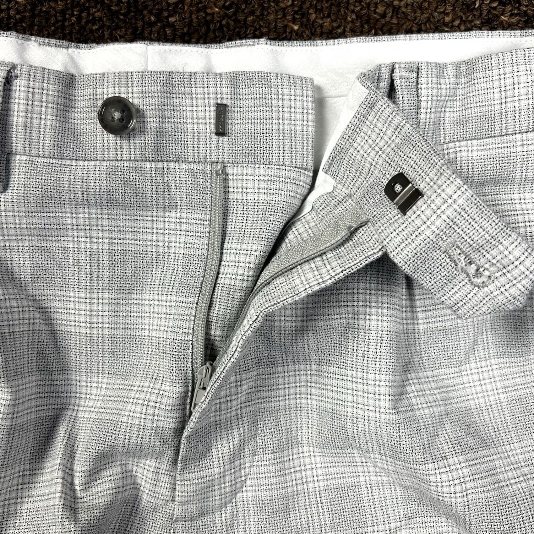 Express Express Dress Pants Mens 34 X 26 Producer Straight Leg Gray Plaid Flat Front Pants Size US 34 / EU 50 - 6 Thumbnail