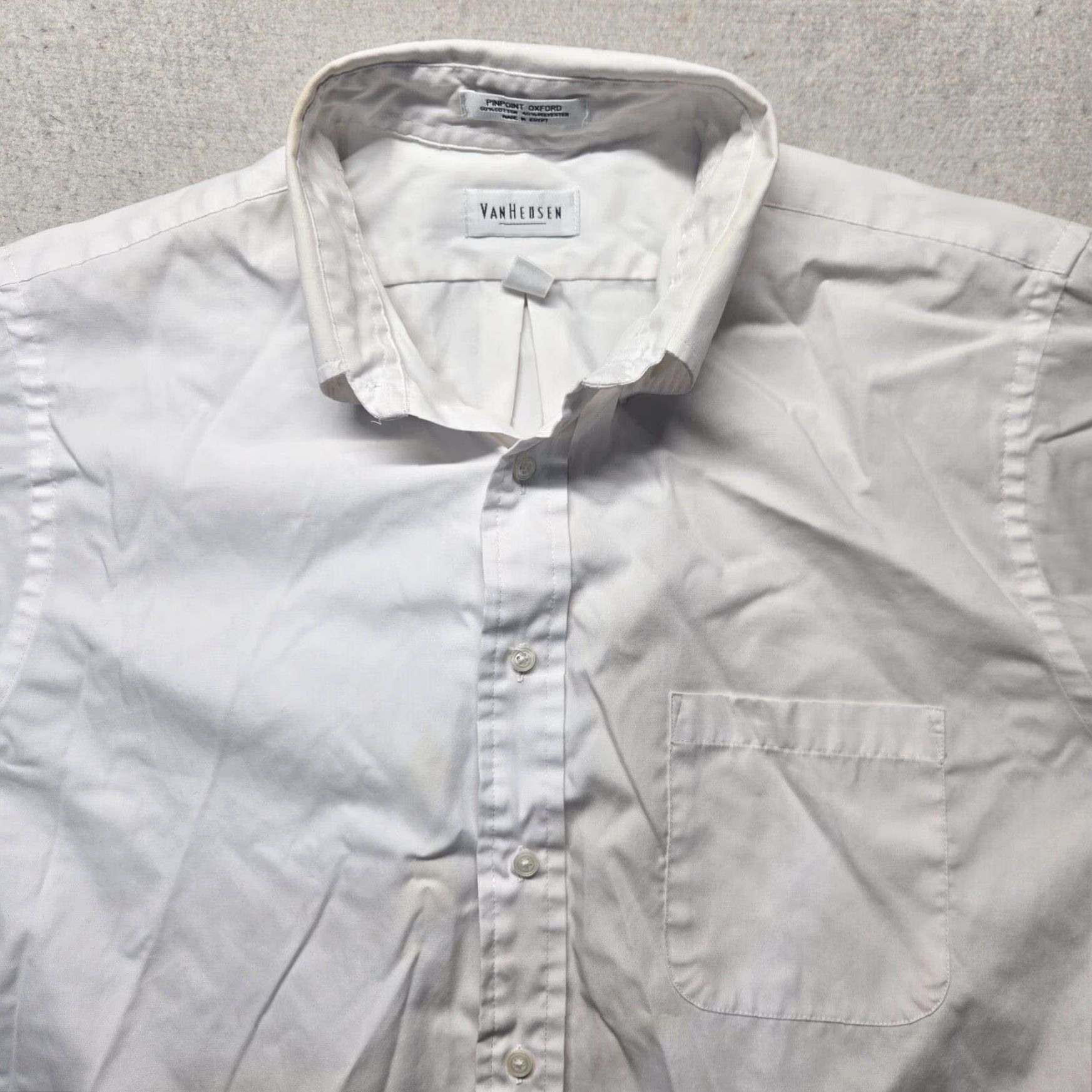 Van Heusen Van Heusen Button Up Short Sleeve White Cotton Shirt Men's XL Size US XL / EU 56 / 4 - 2 Thumbnail