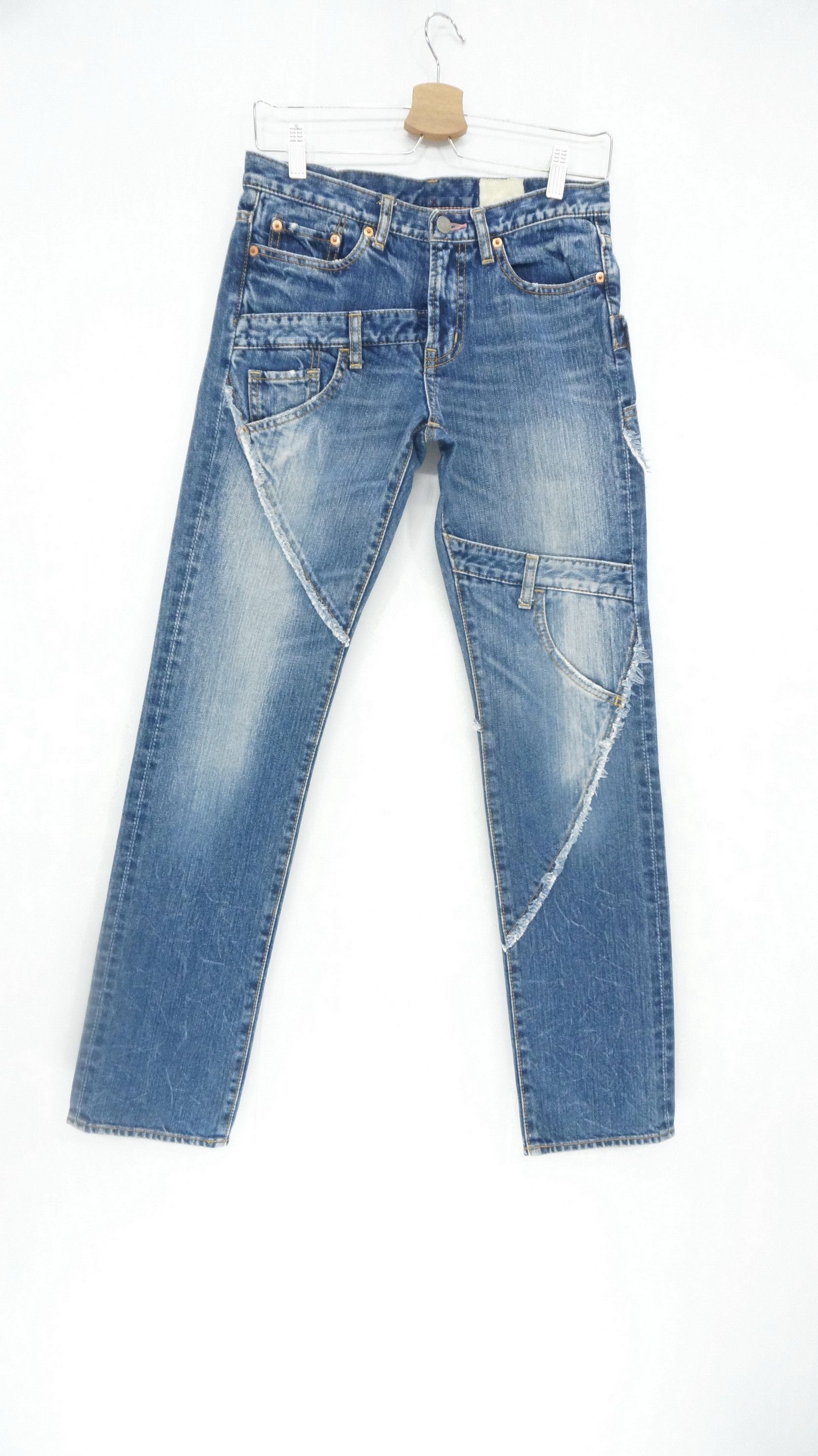 Japanese Brand ANTGAUGE Patchwork Lowrise Blue Jeans Size US 28 / EU 44 - 1 Thumbnail