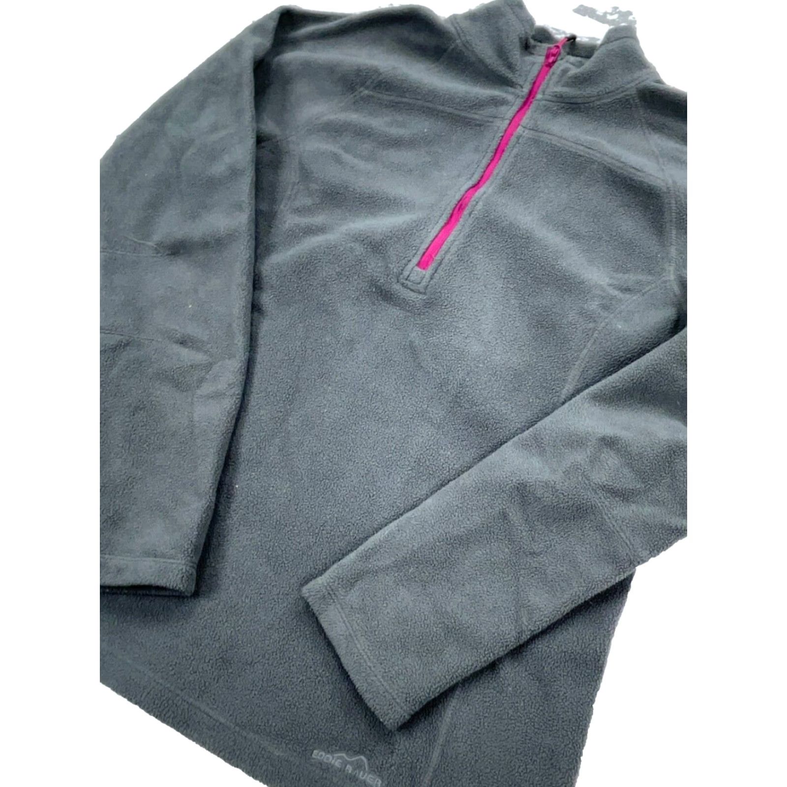Eddie Bauer Eddie Bauer Women L Gray Pink Fleece Pullover 1/4 Zip Jacket - Sweater Casual Mositure Wicking All Seasons Long Sleeve Regular Fit Size L / US 10 / IT 46 - 2 Thumbnail