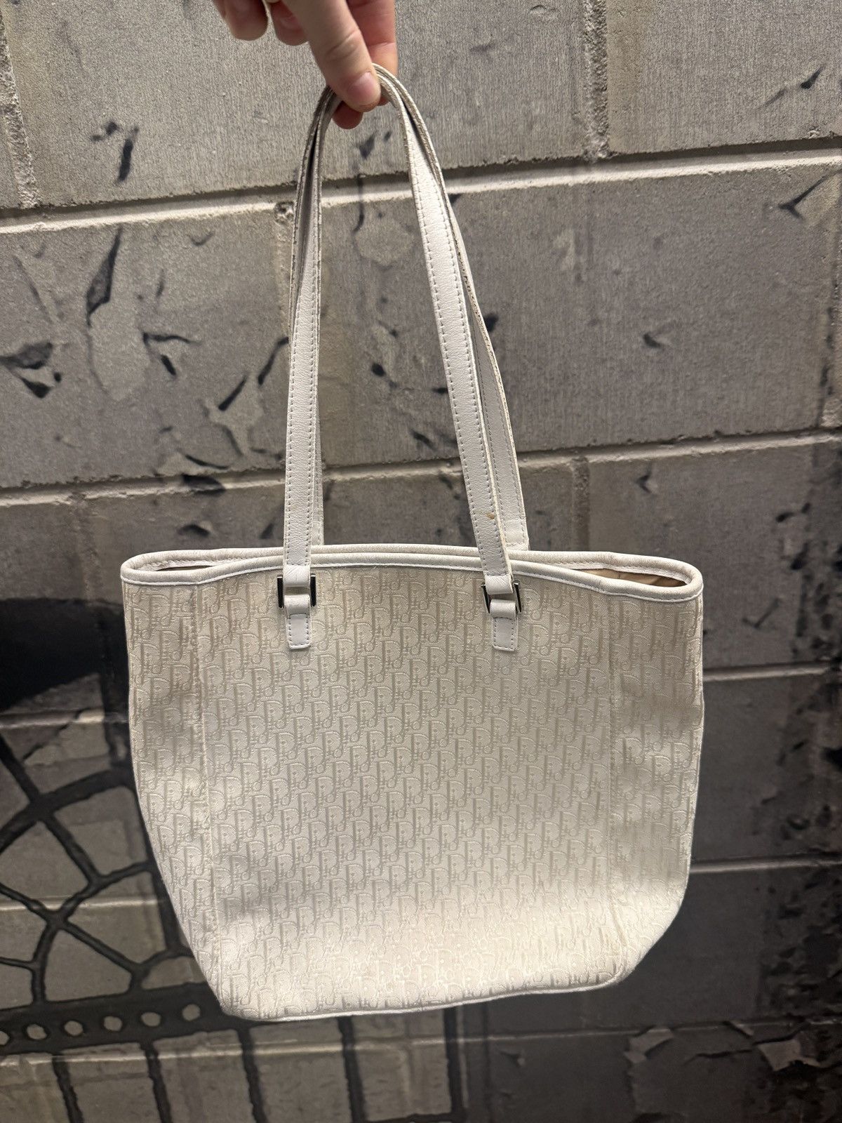 Christian Dior Monsieur x Dior Vintage Christian Dior White Tote Bag Hand, Women's