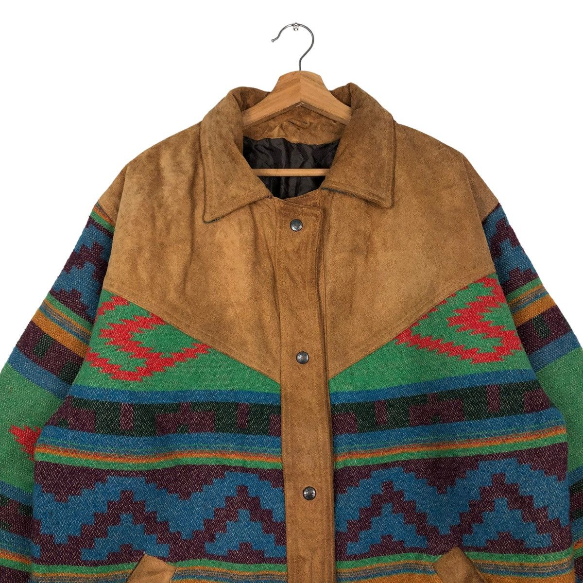 Vintage 🔥Vtg Leather Jacket Aztec Navajo Native Made in UK Size US L / EU 52-54 / 3 - 3 Thumbnail