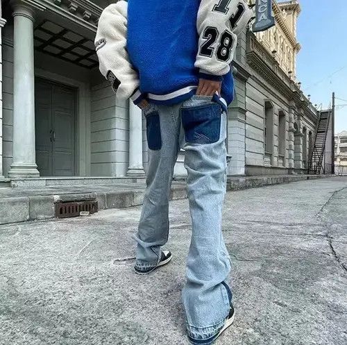 Japanese Brand × Jean Stars Letter Embroidery Patchwork Straight Flare Jeans Size US 28 / EU 44 - 2 Thumbnail