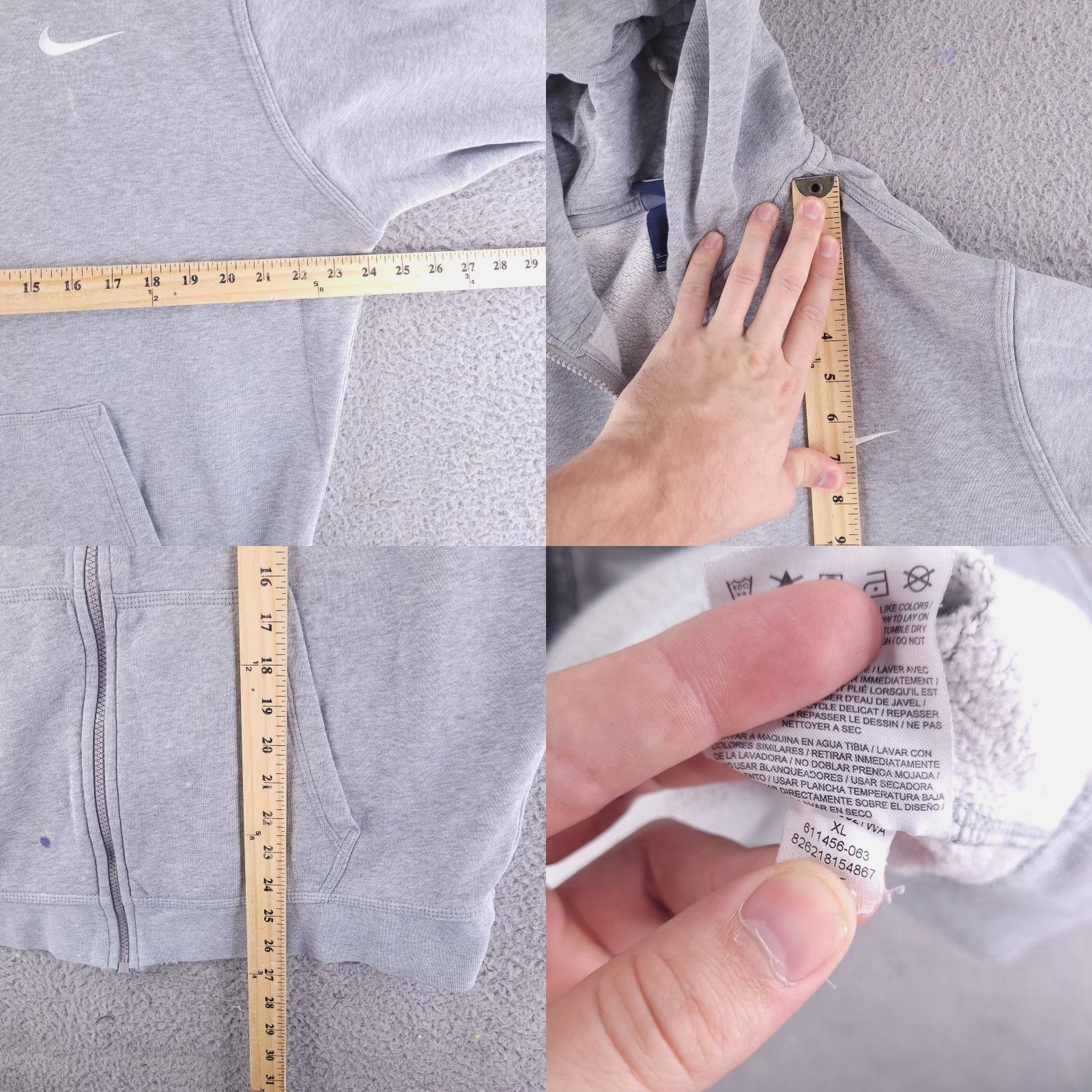 Nike Nike Hoodie Mens XL Gray Zip Sweatshirt Distressed FITS SHORT Heather Size US XL / EU 56 / 4 - 8 Thumbnail