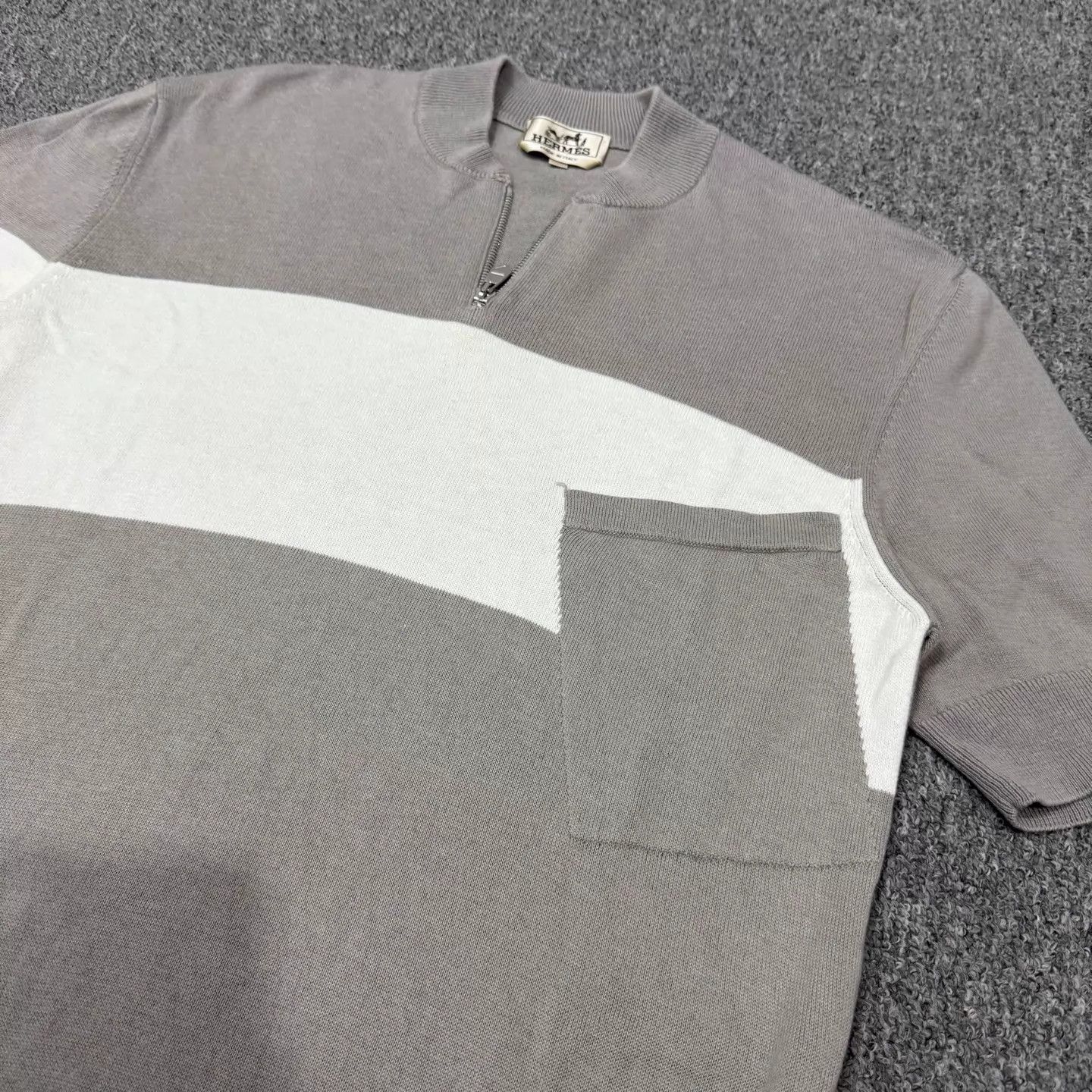 Hermes Hermes Gray White Colorblock Wool Knit SS M 99 New Size US M / EU 48-50 / 2 - 3 Thumbnail