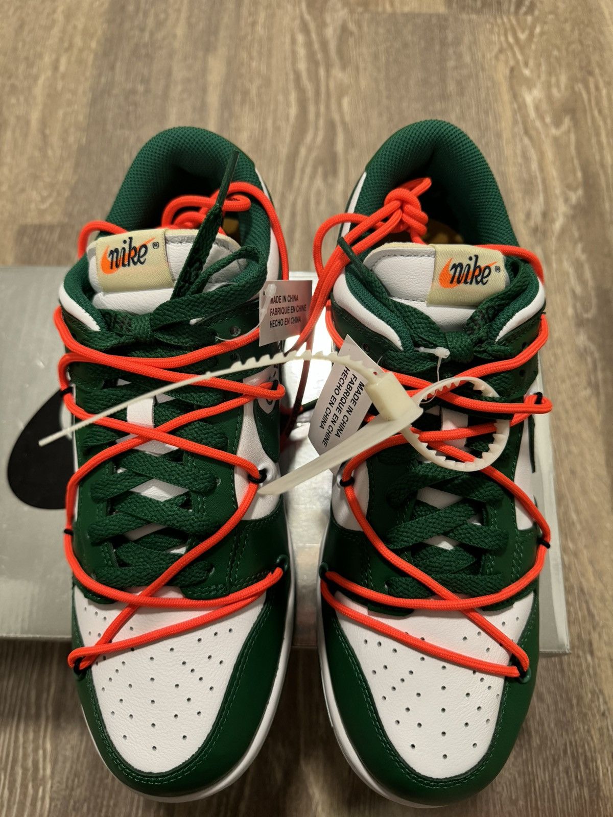 Nike × Off-White × Virgil Abloh Nike Dunk Low x Off-White Pine Green 2019 Size US 8.5 / EU 41-42 - 2 Thumbnail