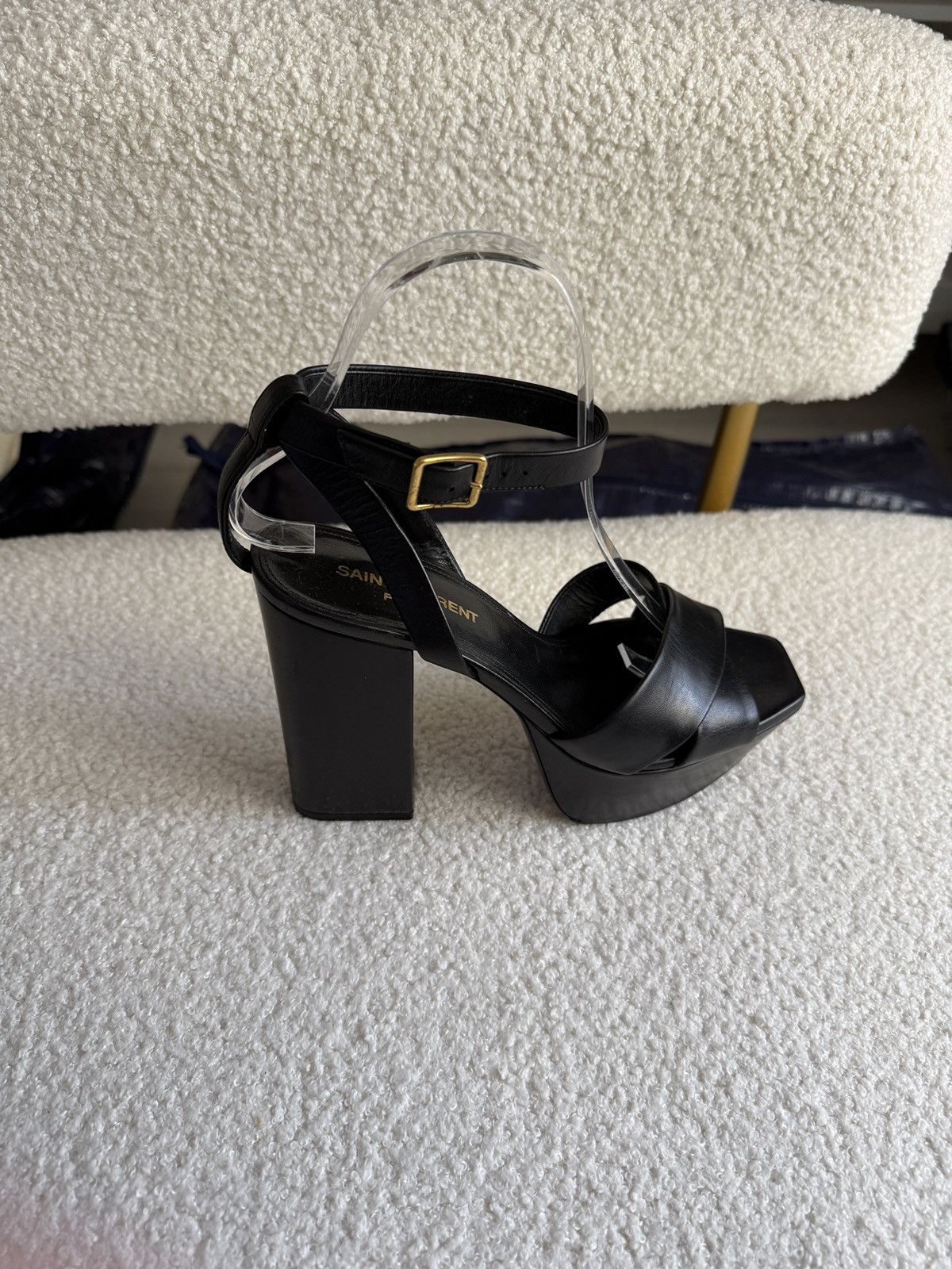 Yves Saint Laurent YSL Platform Block Heel Sandals Size US 7 / IT 37 - 9 Thumbnail