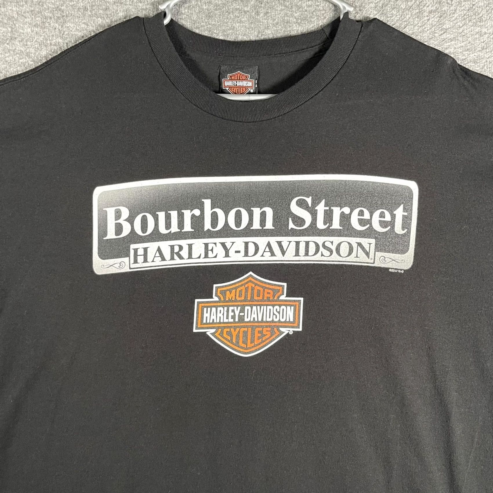 Harley Davidson VINTAGE Harley-Davidson Shirt Mens XL Black Bourbon Street New Orleans Motorcycle Tee Size US XL / EU 56 / 4 - 2 Thumbnail