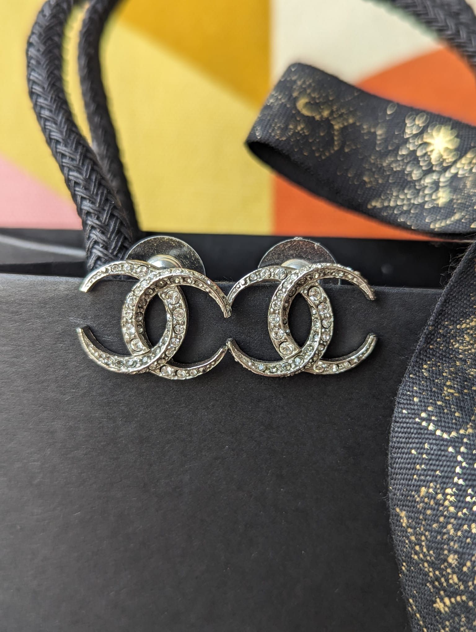 Chanel Chanel CC B15C Logo Dubai Moon Crystal SHW Earrings Box Size ONE SIZE - 3 Thumbnail