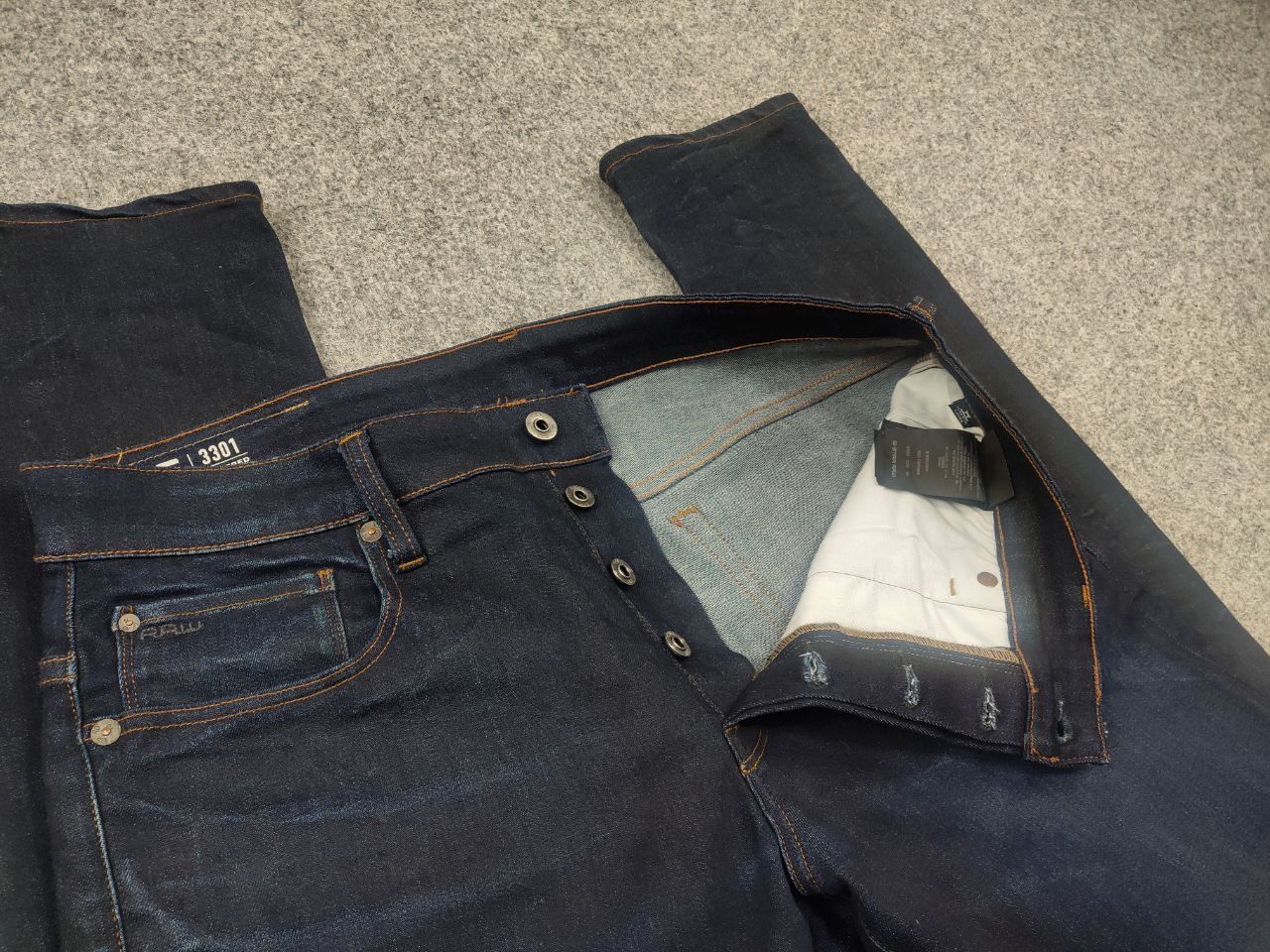 G-Star G Star Raw 3301 tapered Denim dark wash Slim jeans Vintage Size US 34 / EU 50 - 8 Thumbnail