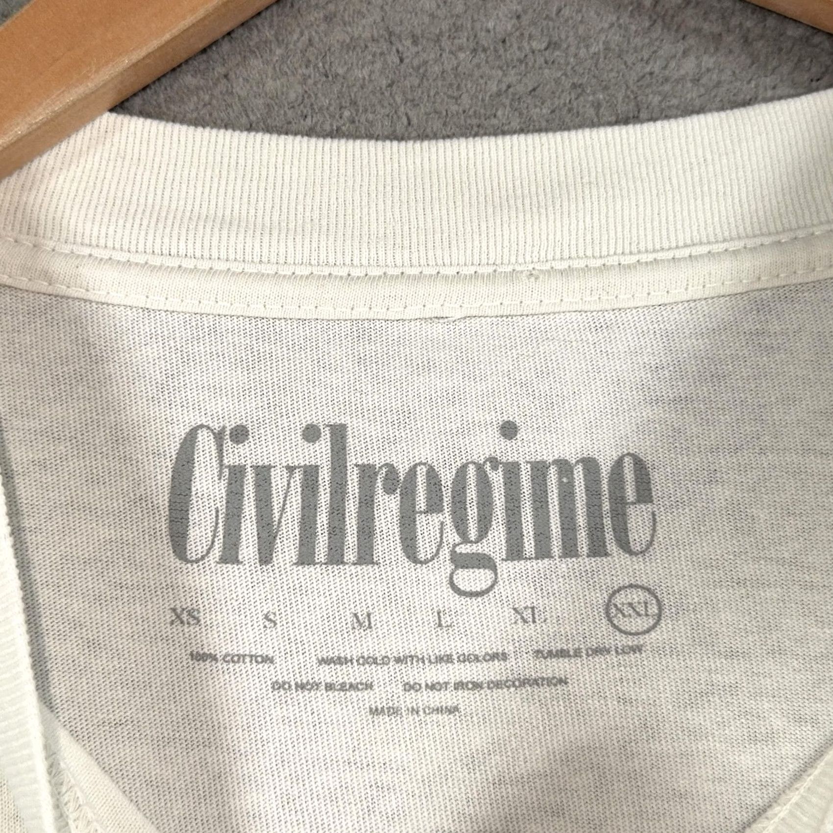 Vintage Civil Regime Shirt Mens 2XL White Crew Neck Graphic Tee Skeleton Skull Streetwear Gothic Relaxed Short Sleeve Size US XXL / EU 58 / 5 - 3 Thumbnail