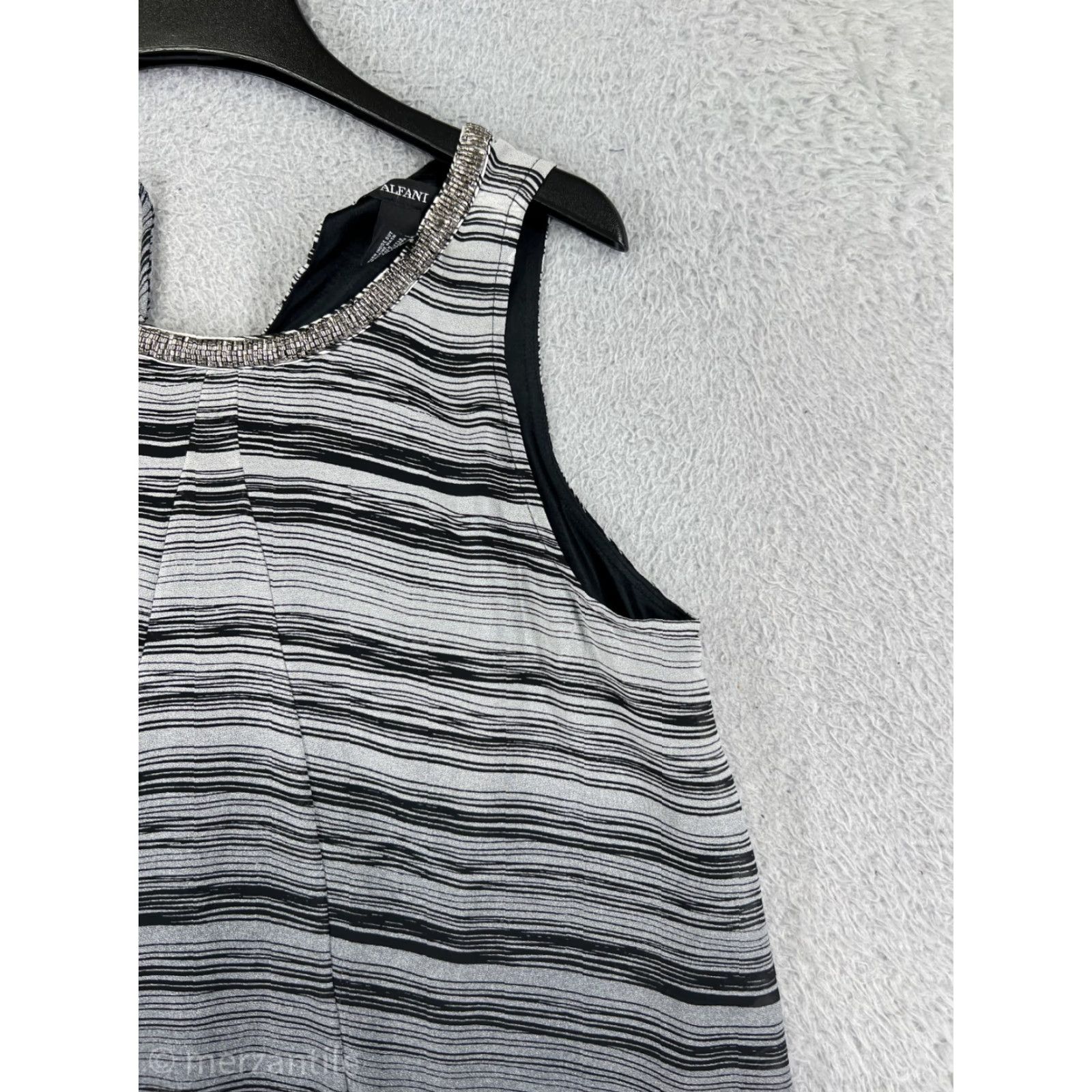 Alfani Alfani Shirt Women's Small Gray Striped Beaded 100% Polyester Sleeveless Tank - Casual, Knit, Round Neck, Pullover, Regular Fit, Gray, Tank, Women Size S / US 4 / IT 40 - 4 Thumbnail