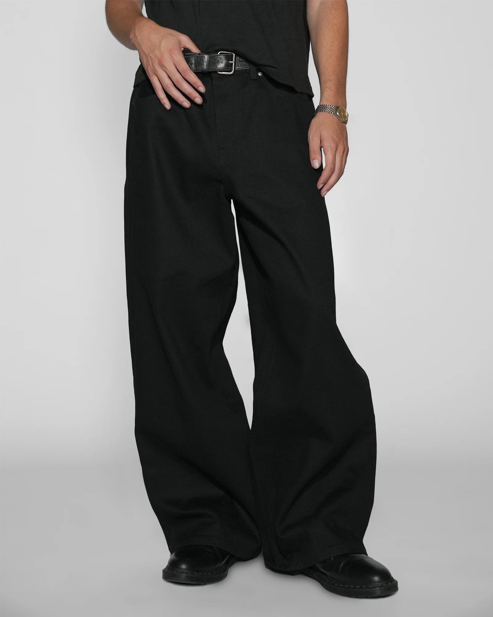 Other Berlin Inc Japanese Selvedge Wide-Leg Baggy Denim - Black Size US 34 / EU 50 - 2 Thumbnail