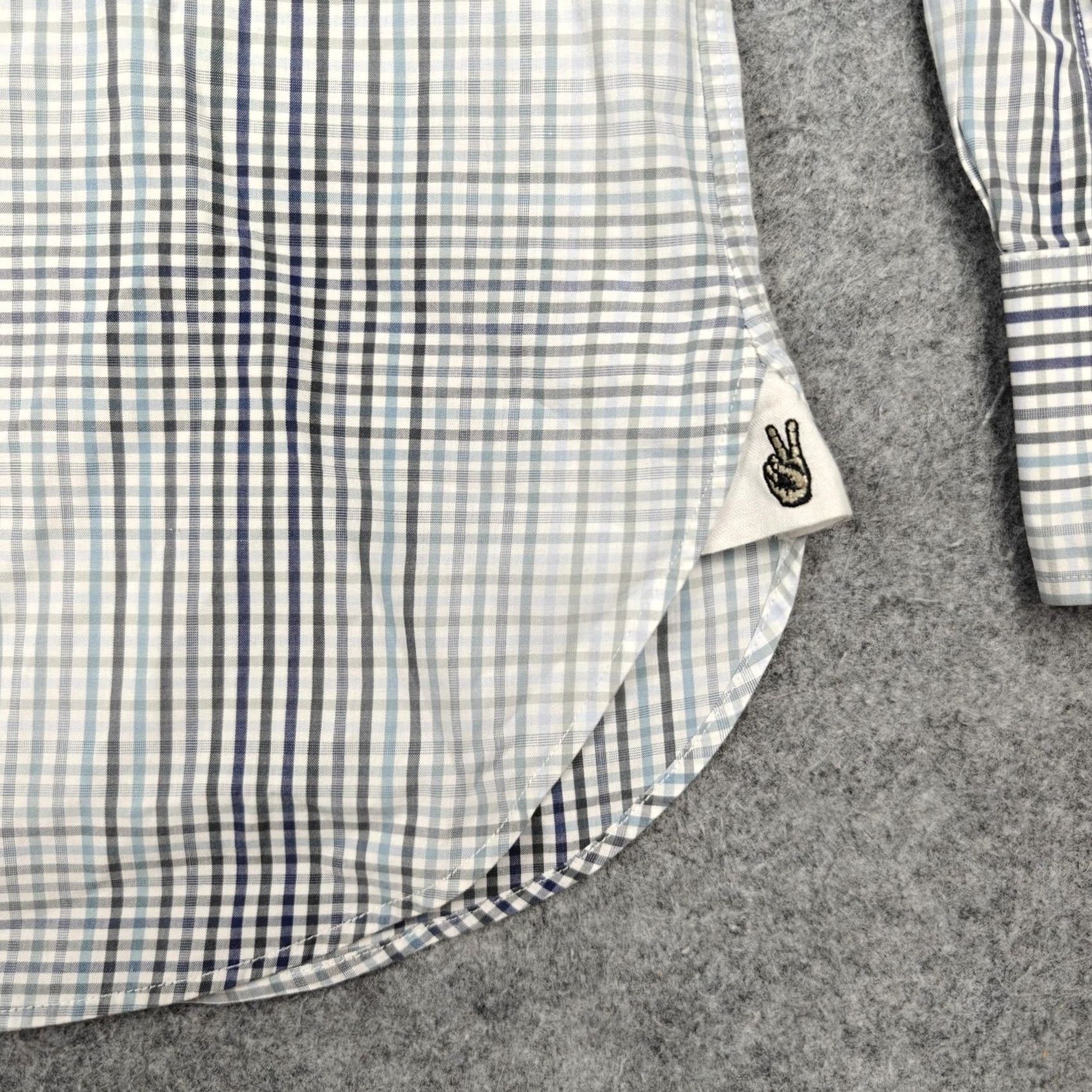 John Varvatos John Varvatos Shirt Mens 16 Blue Dress Check Regular Fit Long Sleeve Size 42R - 2 Thumbnail