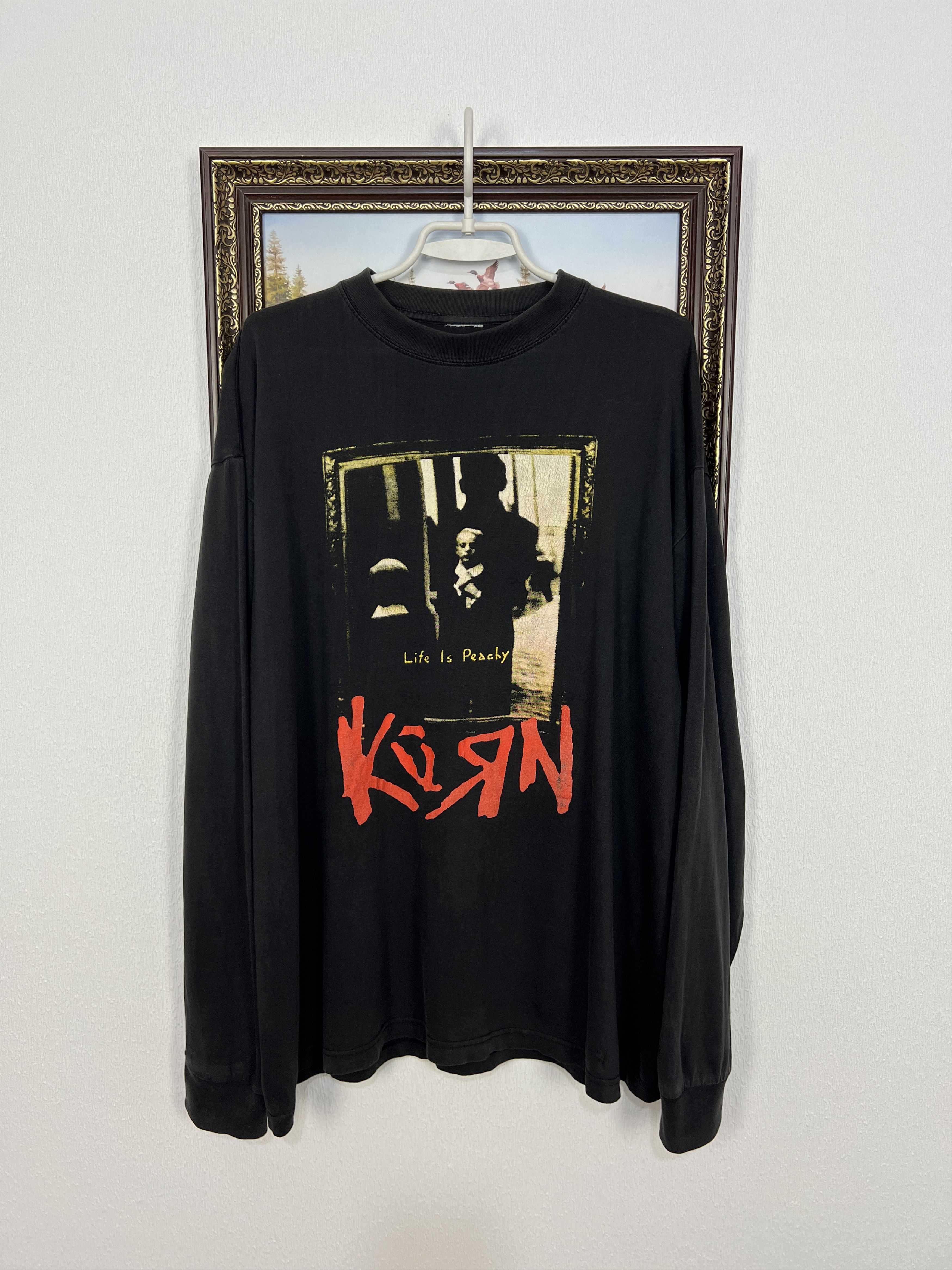 Vintage Vintage 90's Korn Life Is Peachy Long Sleeve Shirt Tee Size US L / EU 52-54 / 3 - 1 Thumbnail