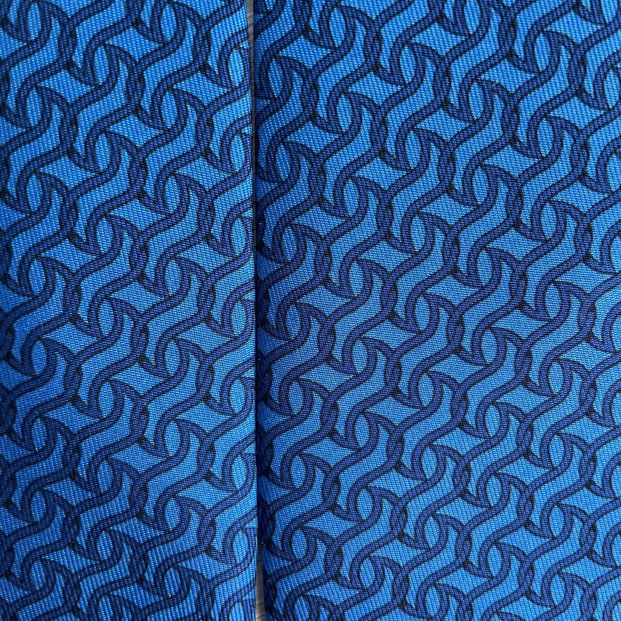 Hermes Hermes Paris Silk Tie 7660 TA Geometry Blue Size ONE SIZE - 1 Thumbnail