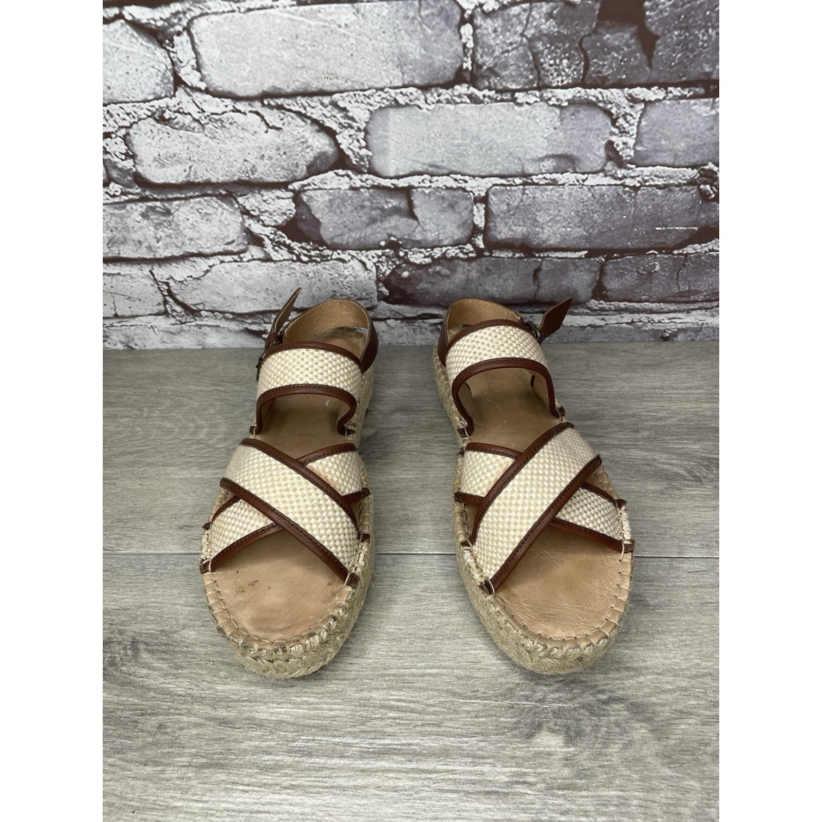 Madewell Madewell Julie Beige Brown Espadrille Slingback Strap Sandal Size US 7.5 / IT 37.5 - 2 Thumbnail