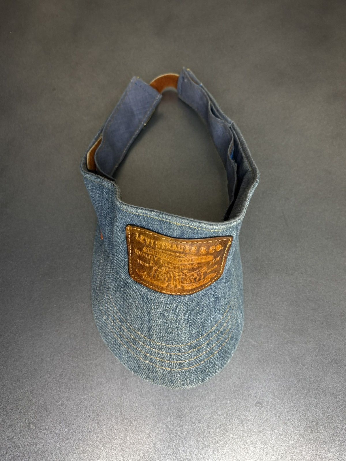 Levi's 1970s Levi's Orange Tab Hat 70s Vintage Levis Denim Visor US Size ONE SIZE - 10 Thumbnail